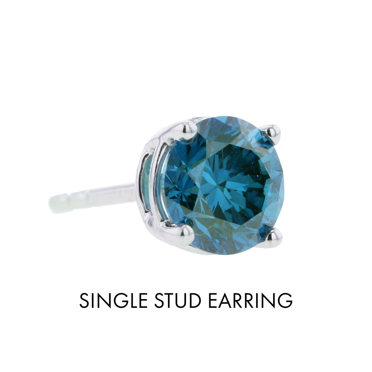 Sky Blue Diamond Stud Earrings 1 1/2ctw