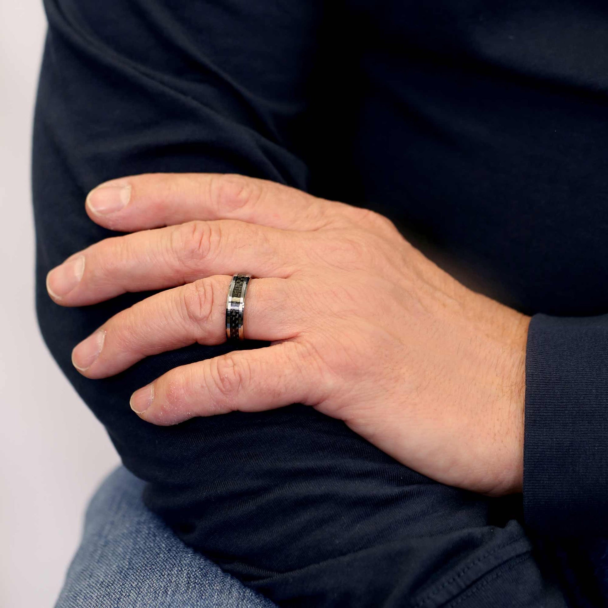 Tungsten Black Carbon Fiber 6mm Wedding Ring