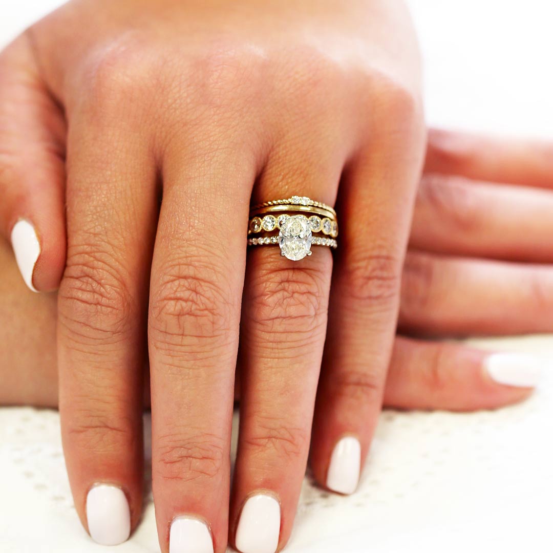 Mixed metal shop wedding stack