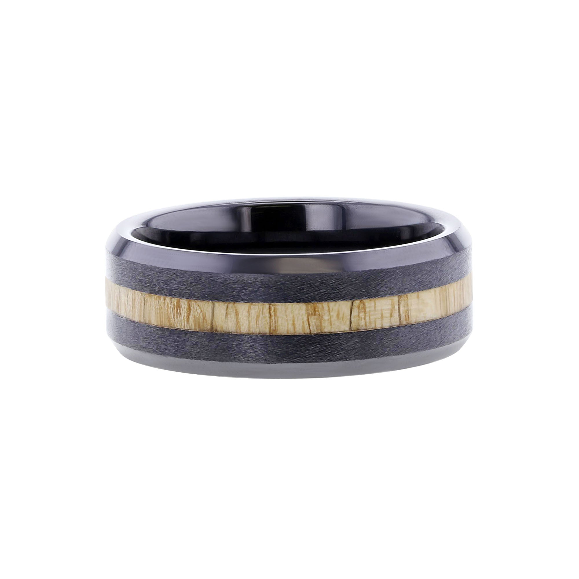 Martinez Baseball Black Ceramic 8mm Wedding Ring