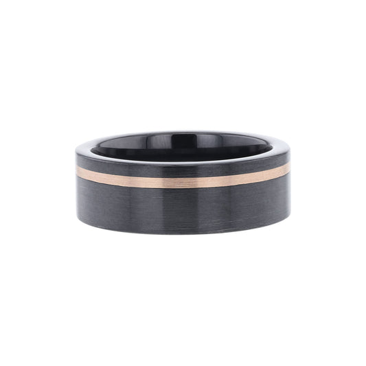 Stanley Black Ceramic & 14 Karat Gold Wedding Ring