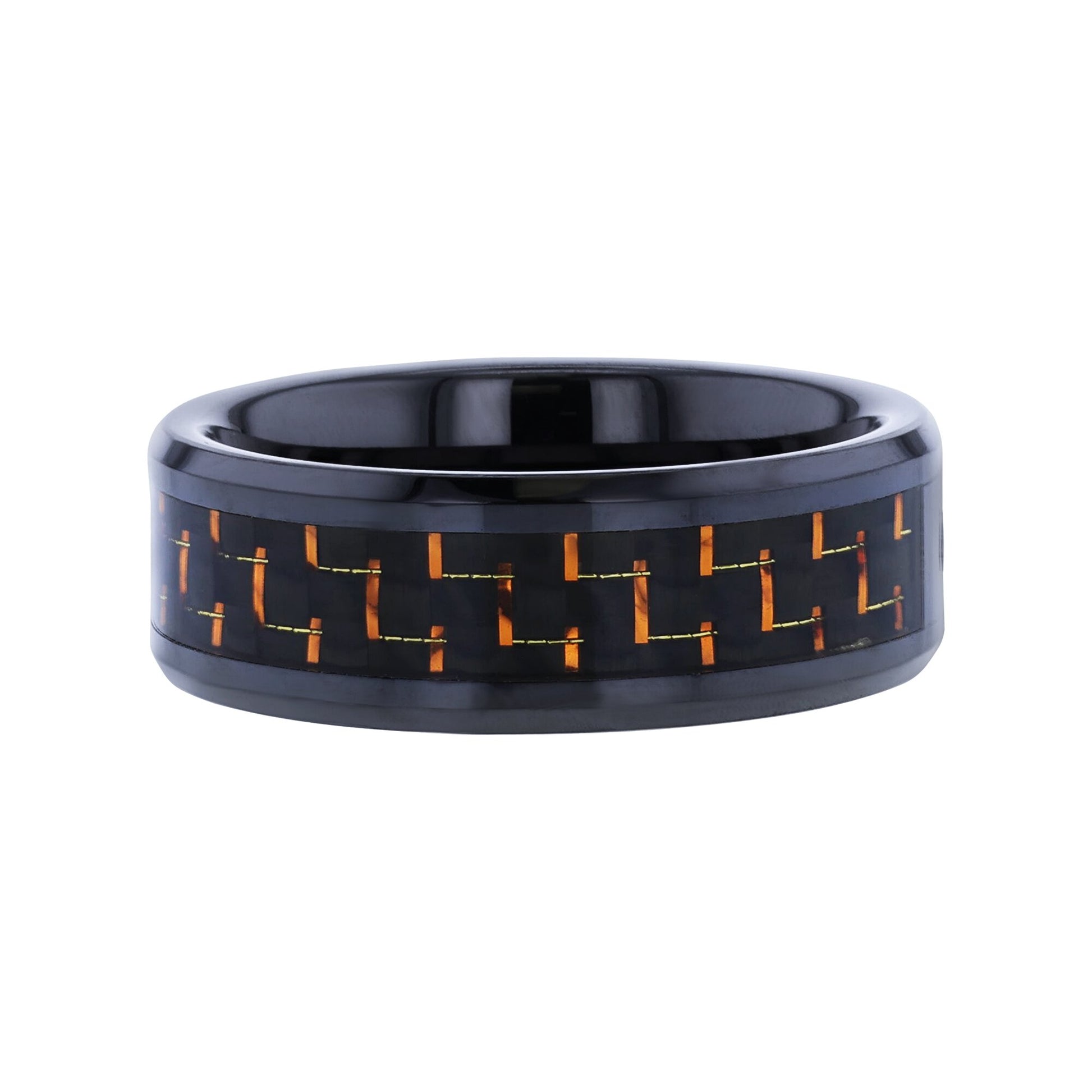 Mars Orange Sapphire & Carbon Fiber Wedding Ring