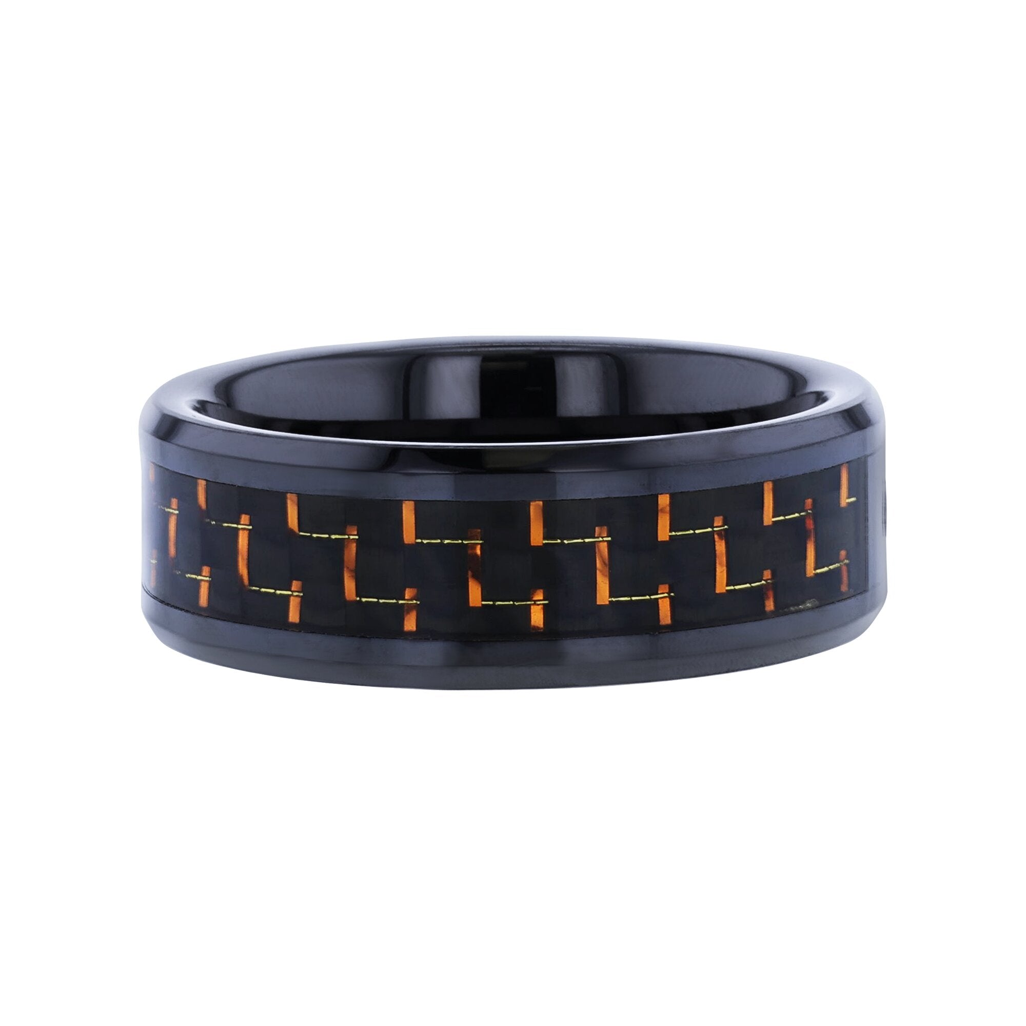 Mars Orange Sapphire & Carbon Fiber Wedding Ring