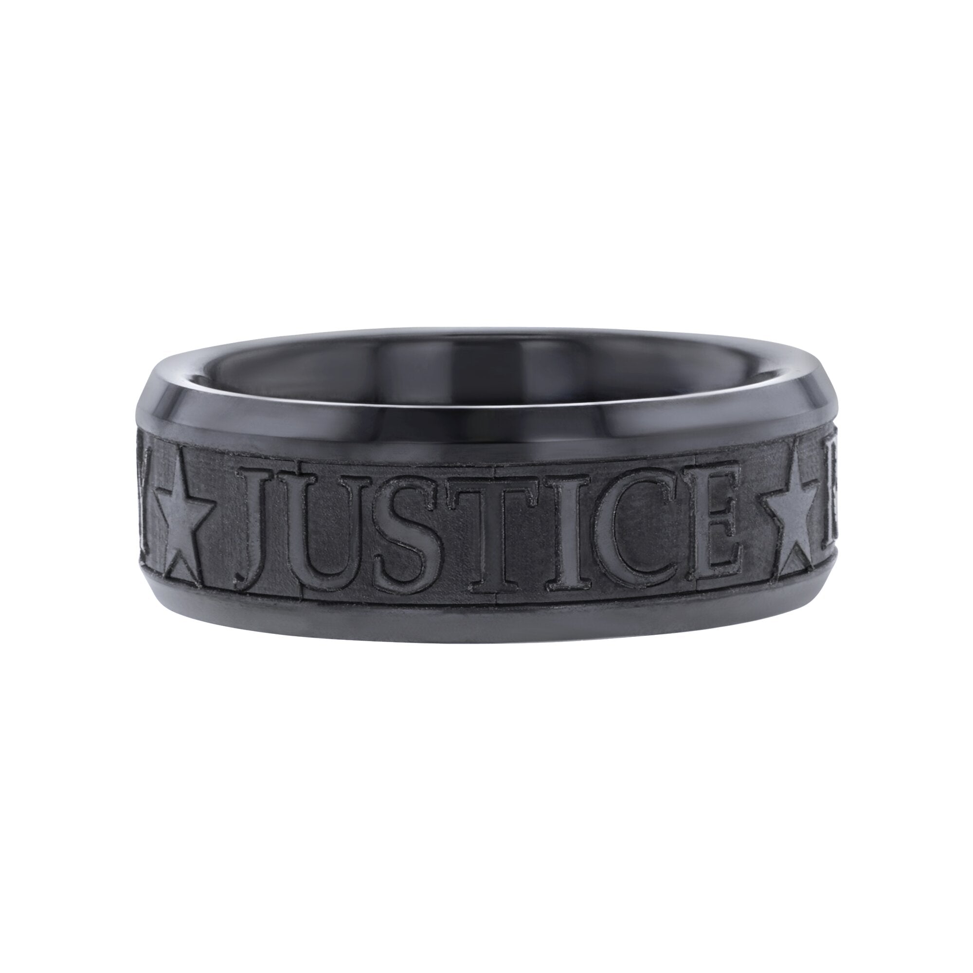 Liberty, Justice, and Reason Black Ceramic Wedding Ring