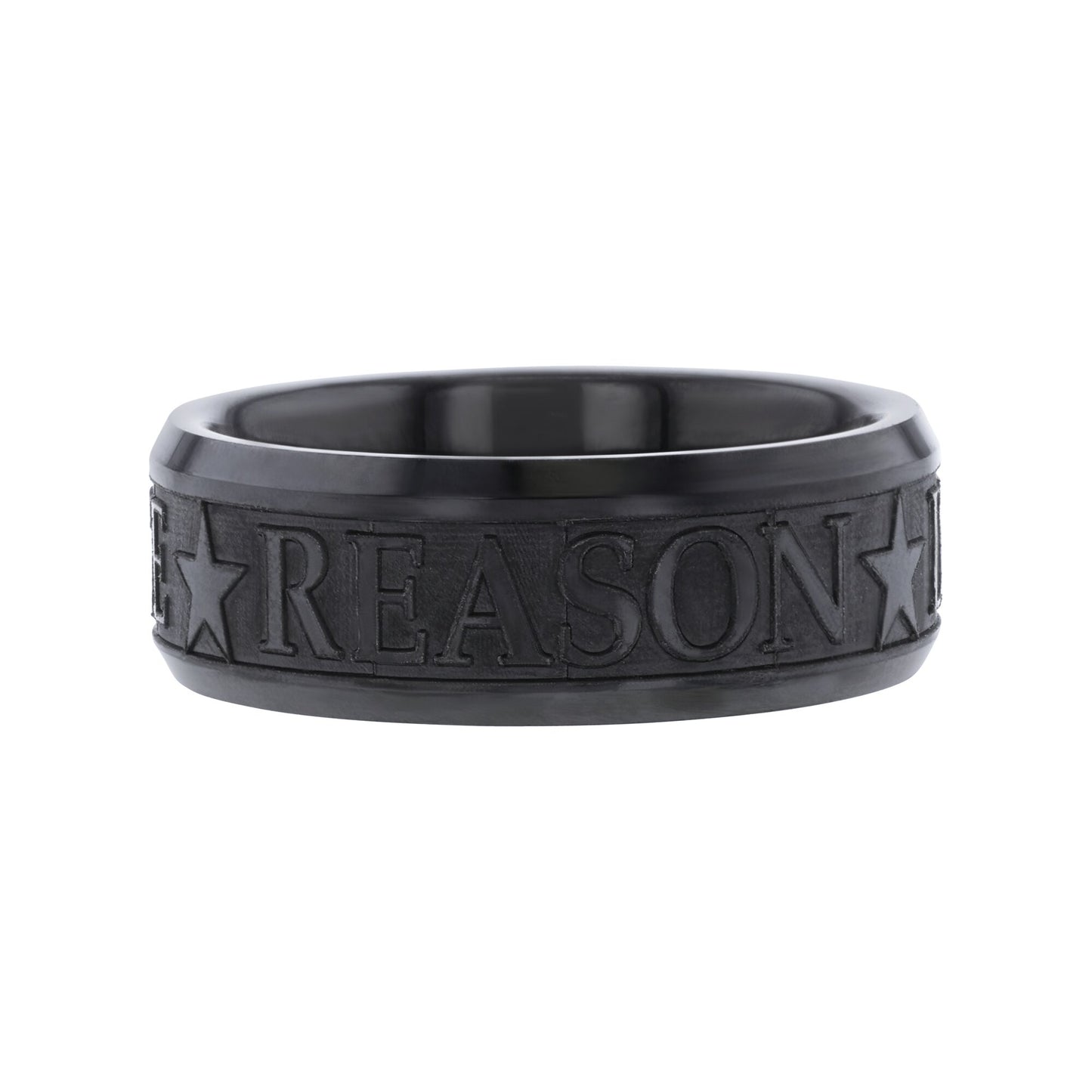 Liberty, Justice, and Reason Black Ceramic Wedding Ring