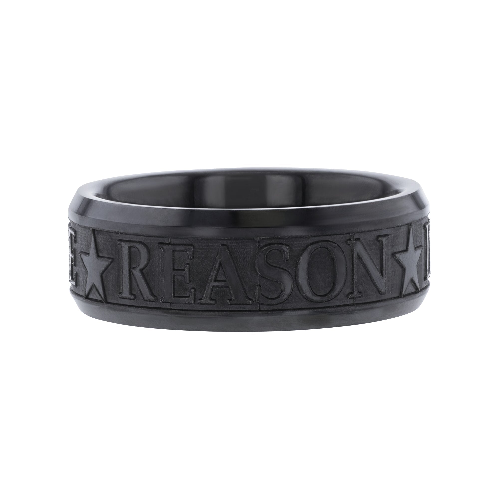 Liberty, Justice, and Reason Black Ceramic Wedding Ring