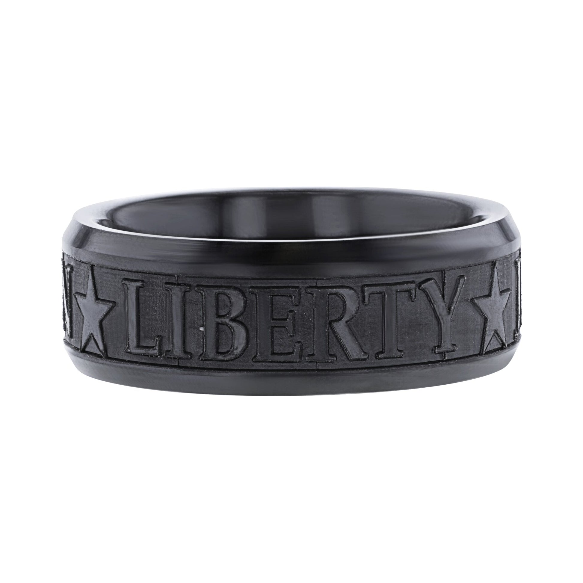 Liberty, Justice, and Reason Black Ceramic Wedding Ring