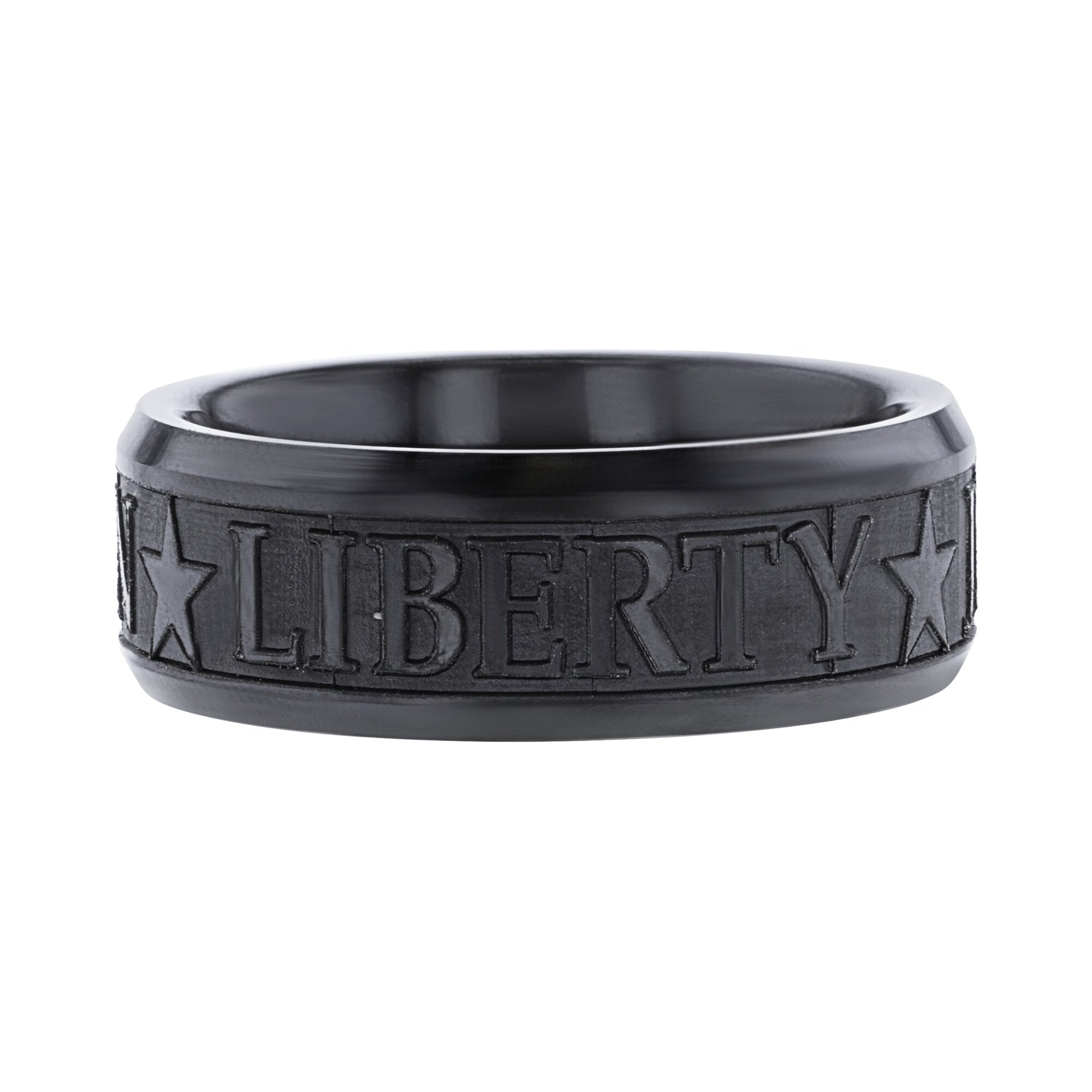 Liberty, Justice, and Reason Black Ceramic Wedding Ring