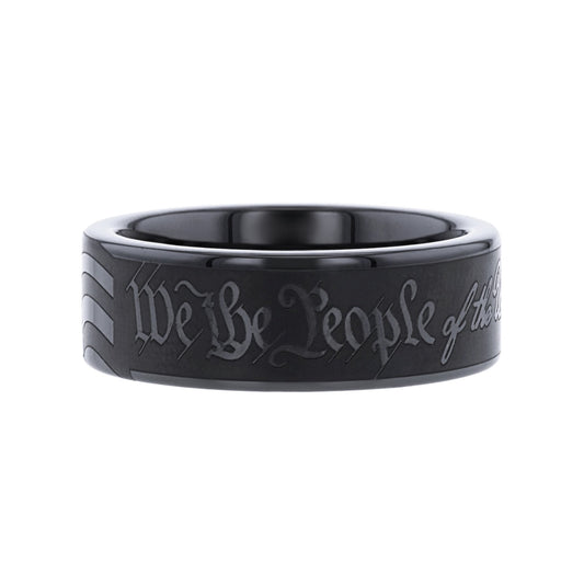 We the People Black Ceramic Wedding Ring
