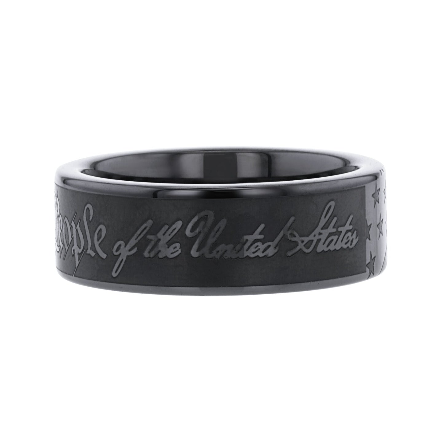 We the People Black Ceramic Wedding Ring