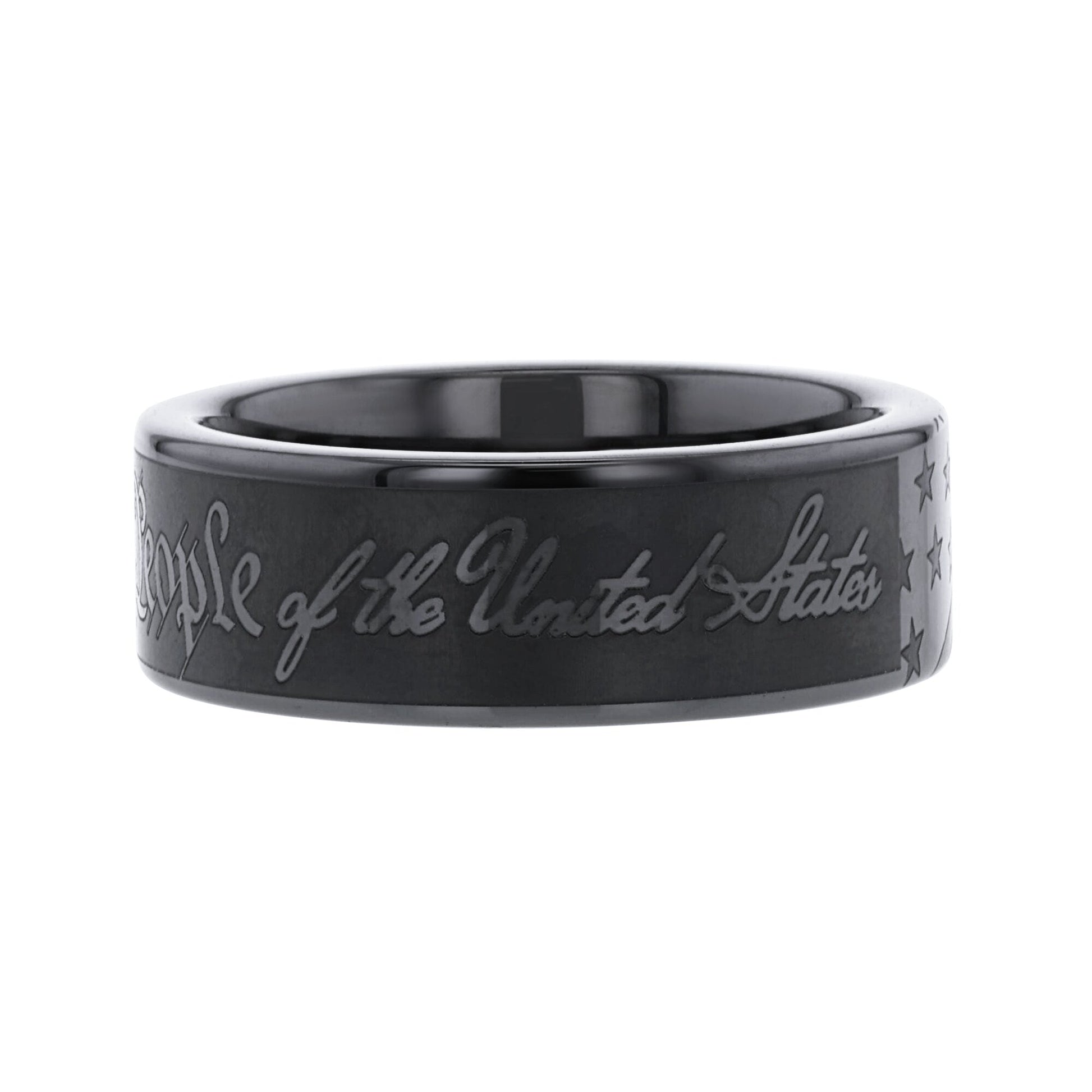 We the People Black Ceramic Wedding Ring