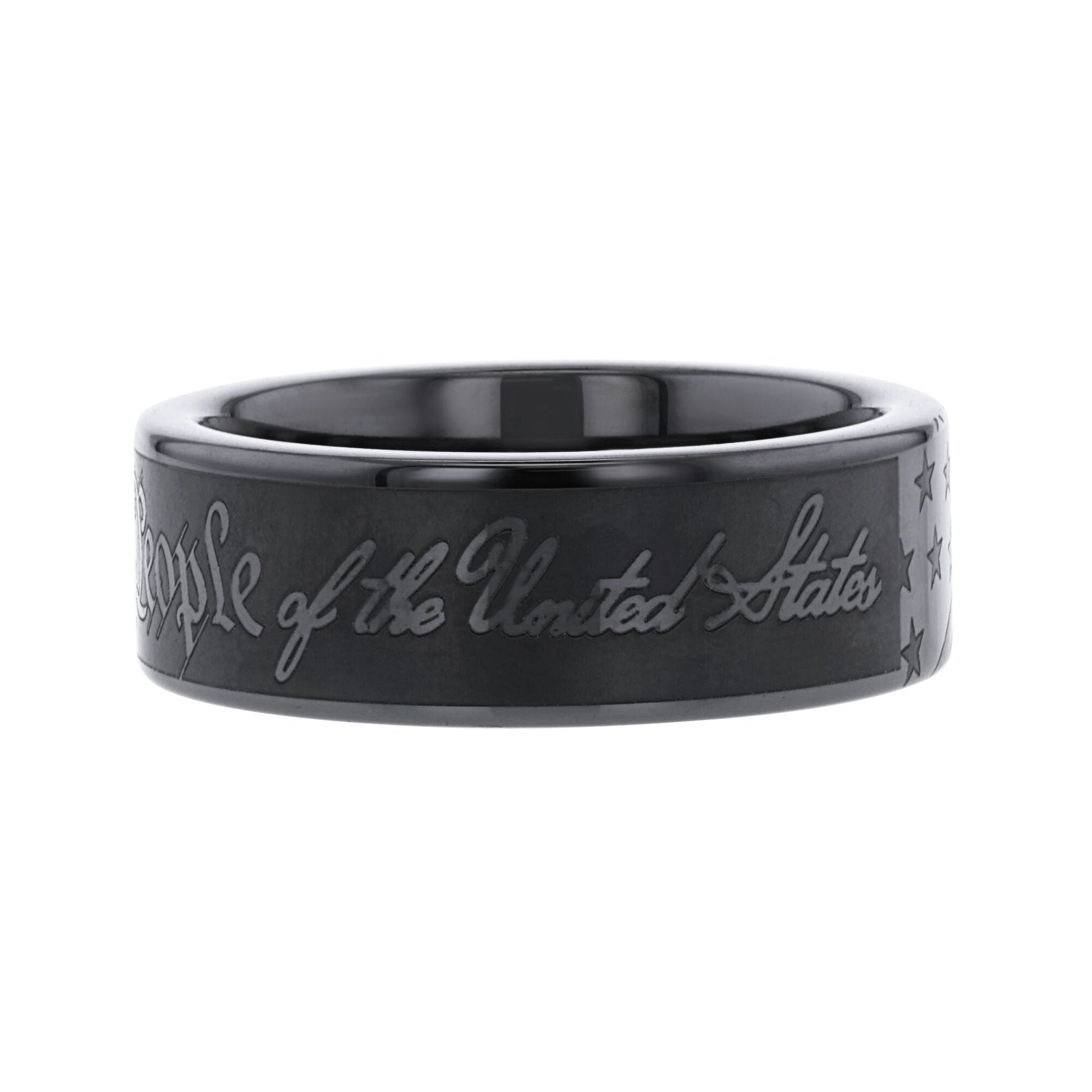 We the People Black Ceramic Wedding Ring