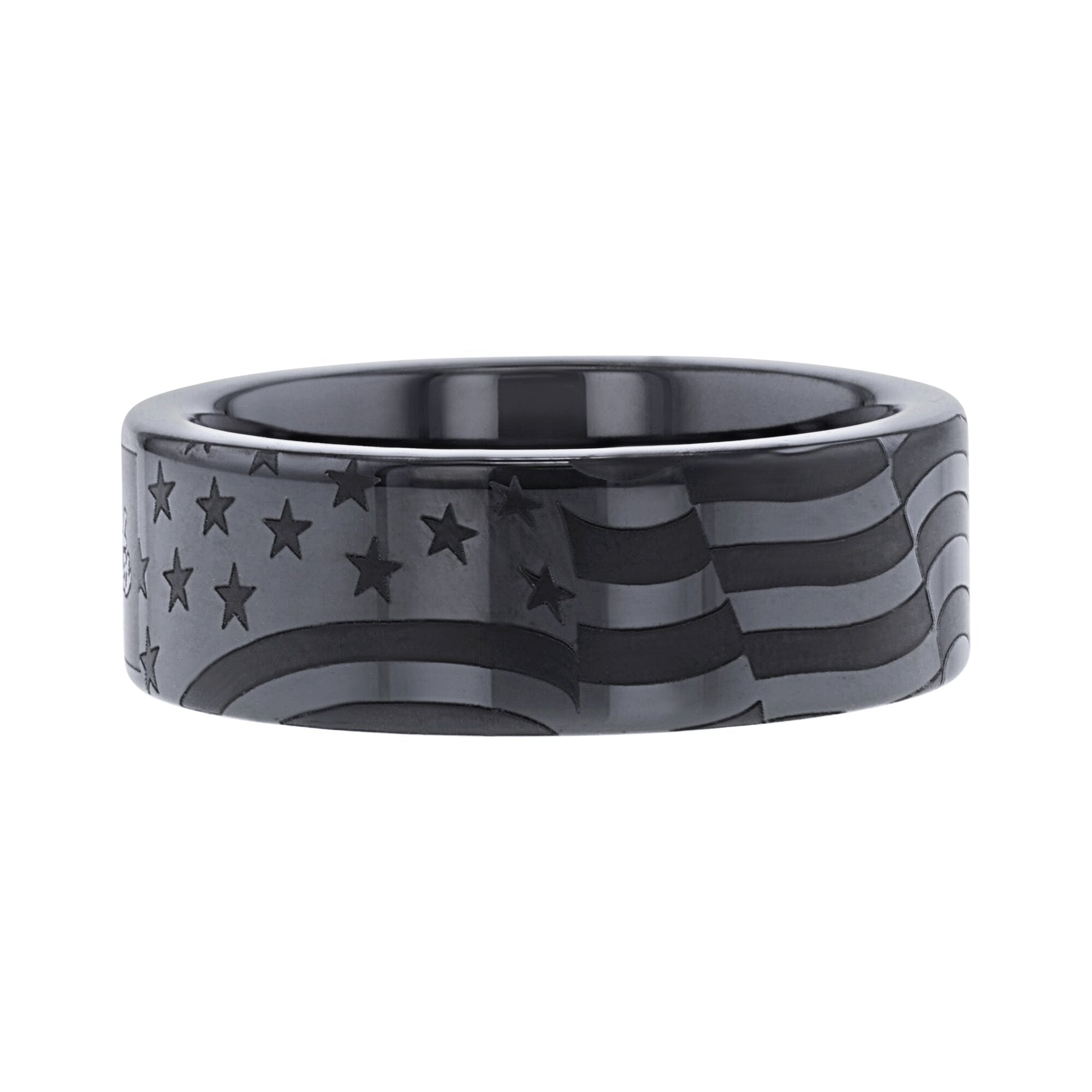We the People Black Ceramic Wedding Ring