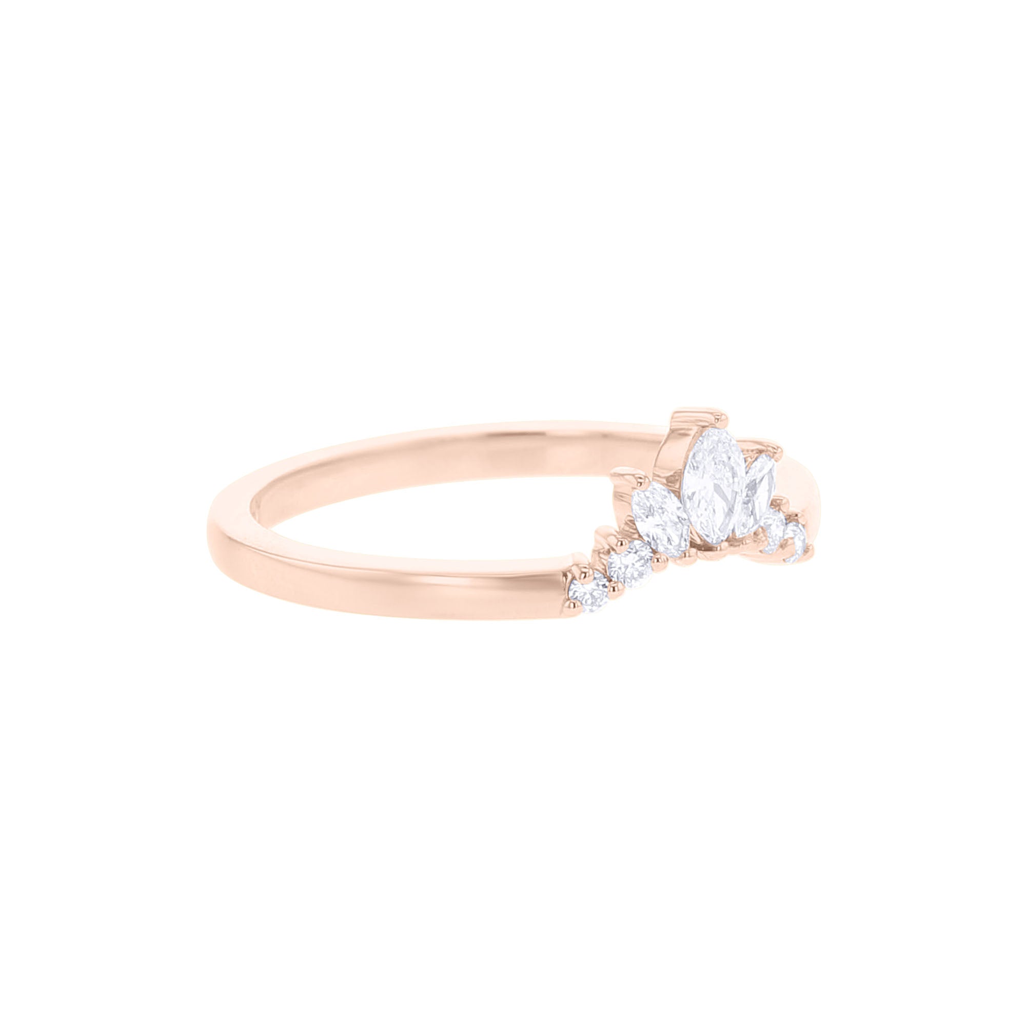 Diamond Tiara Curved Wedding Ring