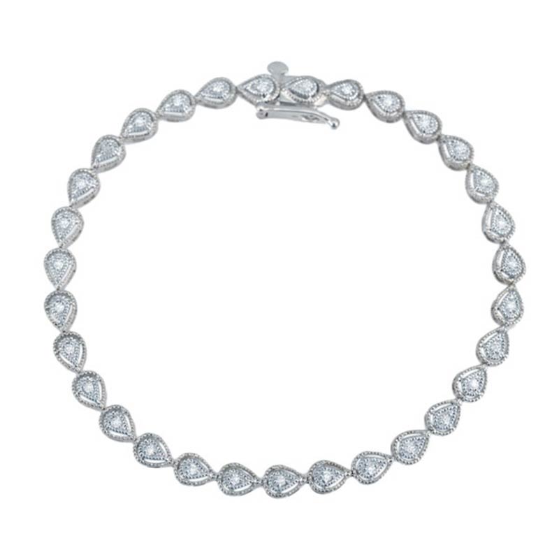 Silver Vintage Teardrop Diamond Bracelet