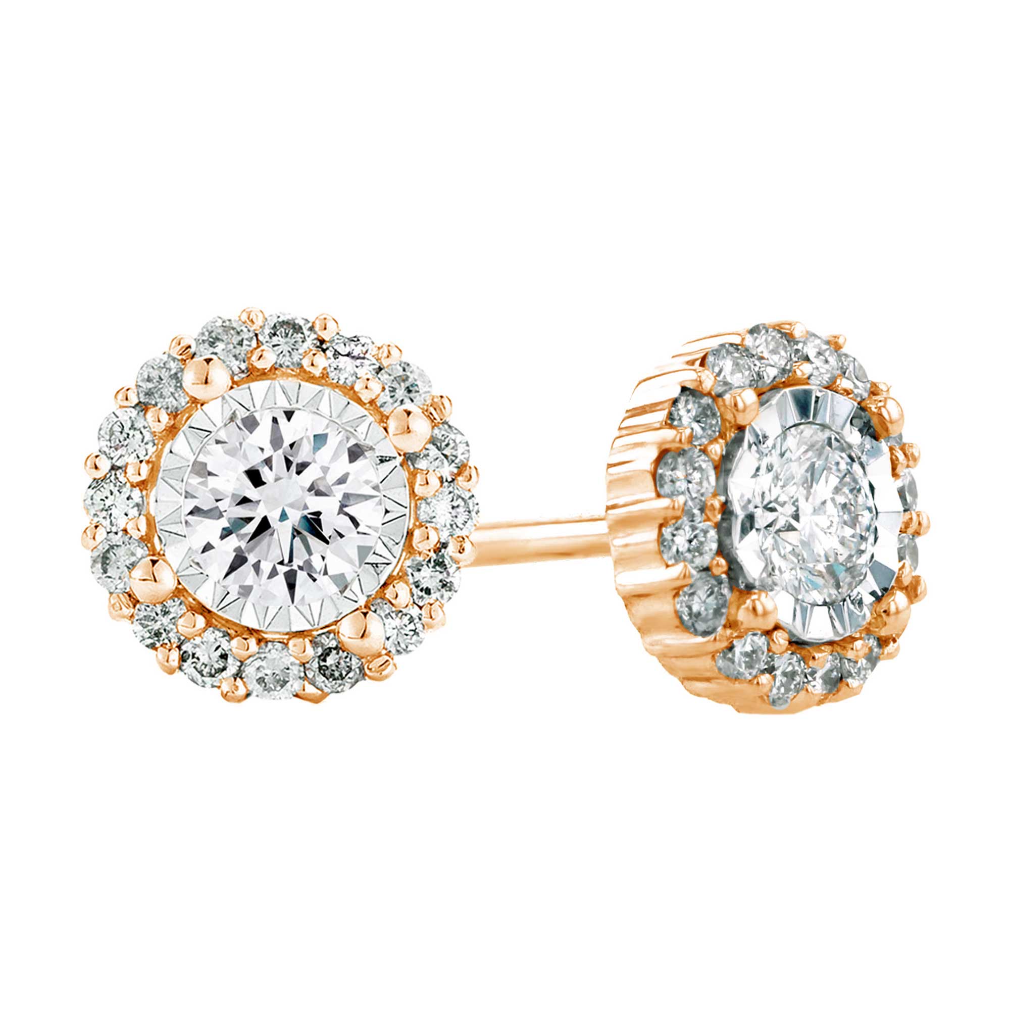 Mirage Halo Diamond Stud Earrings 3/4ct