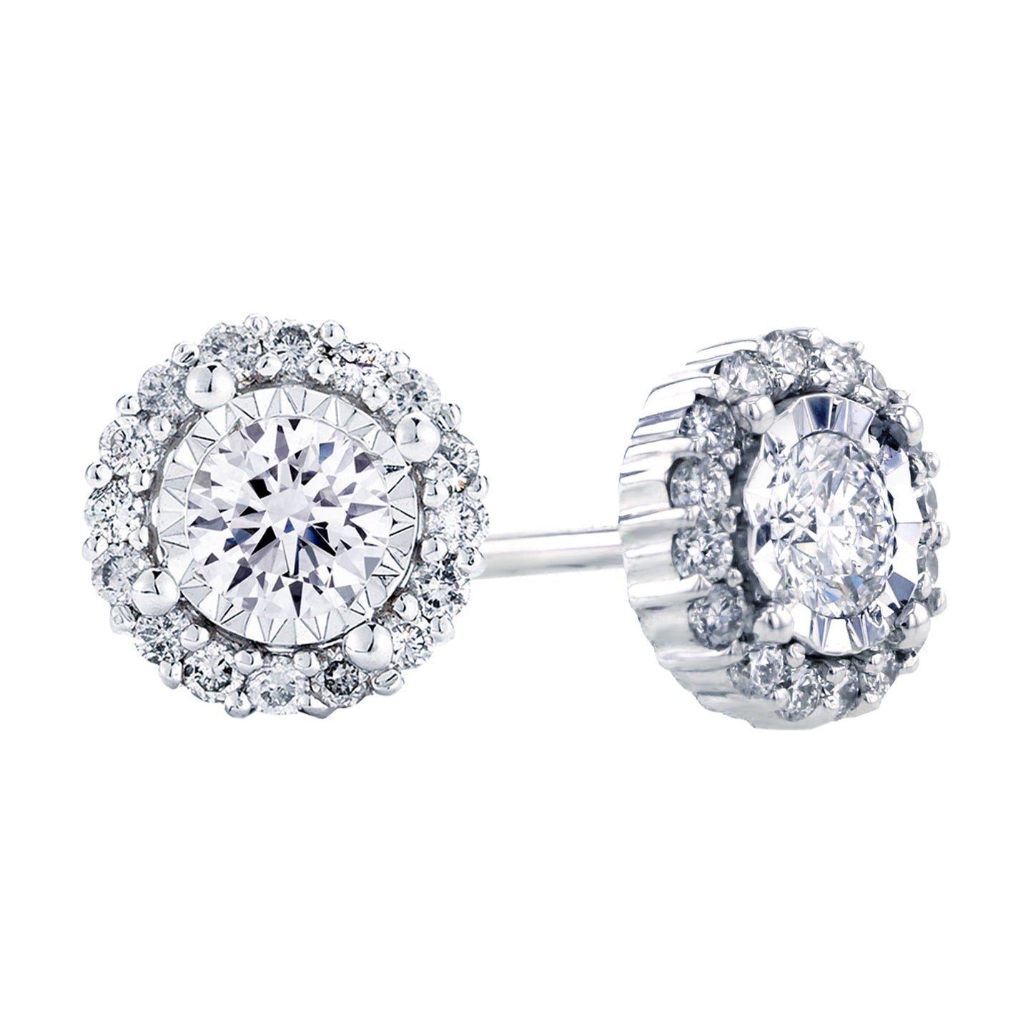 Mirage Halo Diamond Stud Earrings 3/4ct