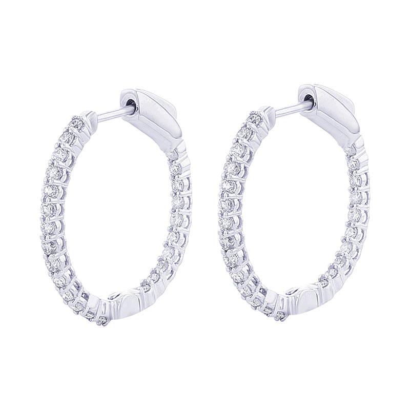 Macy's Diamond Hoop Earrings (1 ct. t.w.) in 14k White or Yellow Gold -  Macy's