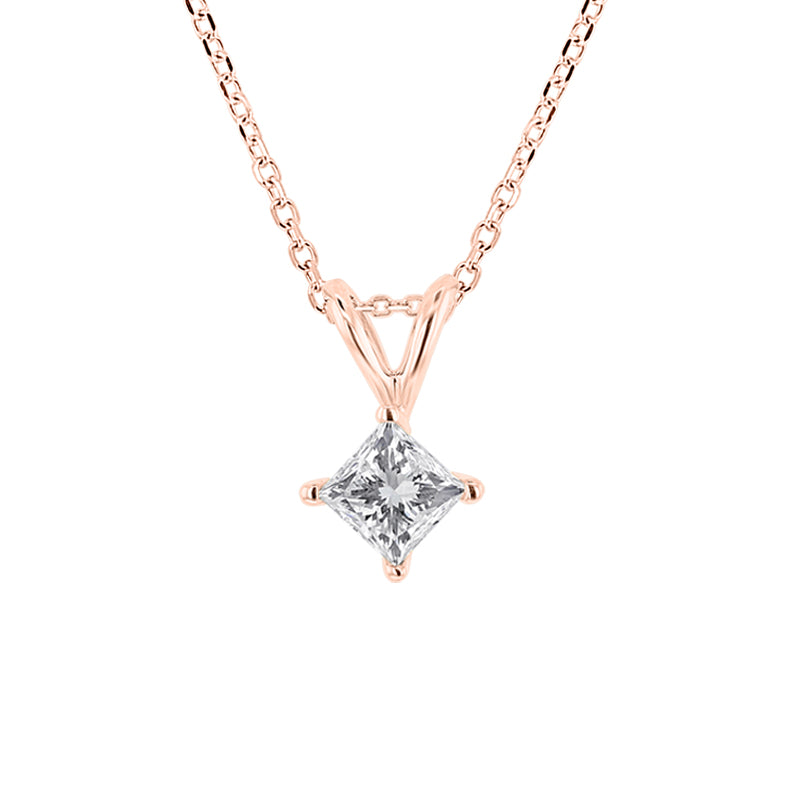 Princess Solitaire Diamond Necklace 1/2ct