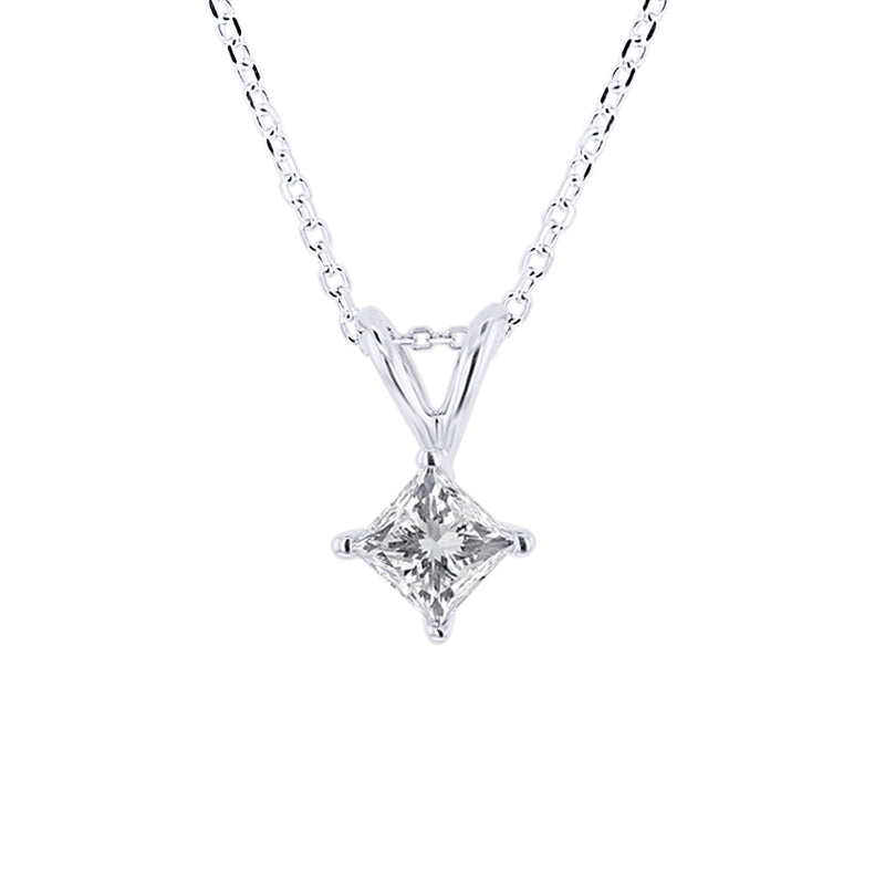 Princess Solitaire Diamond Necklace 1/2ct