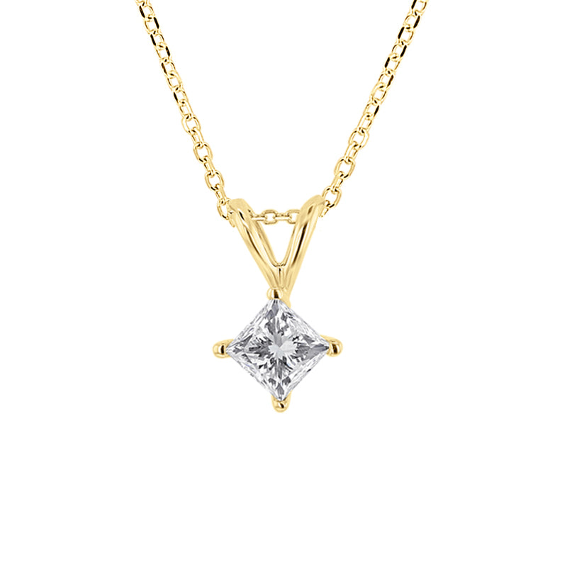 Princess Solitaire Diamond Necklace 1/2ct