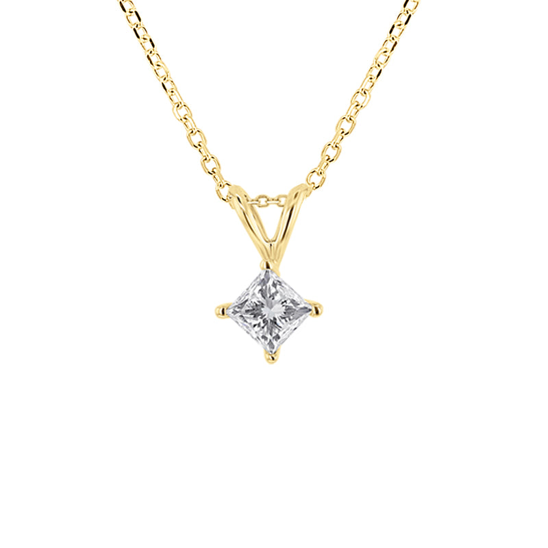 Princess Solitaire Diamond Necklace 1/4ct – Steven Singer Jewelers