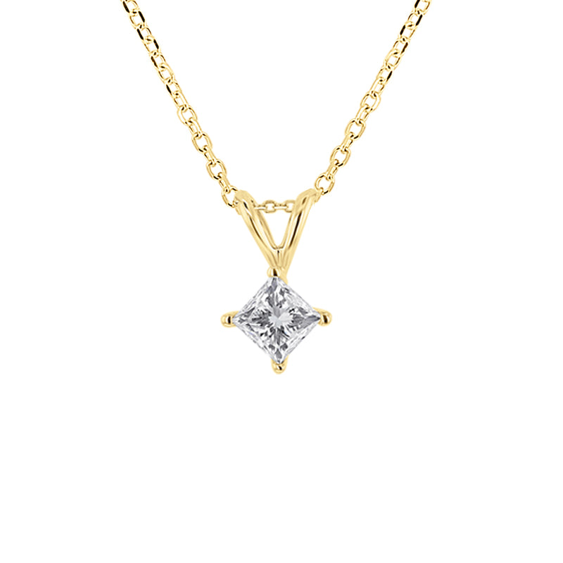 Princess Solitaire Diamond Necklace 1/4ct