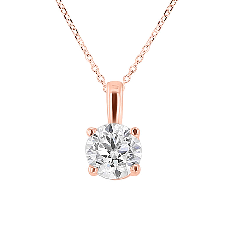 Round Solitaire Diamond Necklace 3/4ct