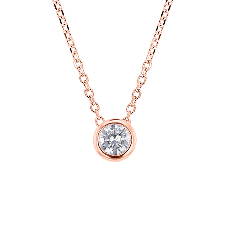 Diamond Bezel Solitaire Necklace 3/8ct