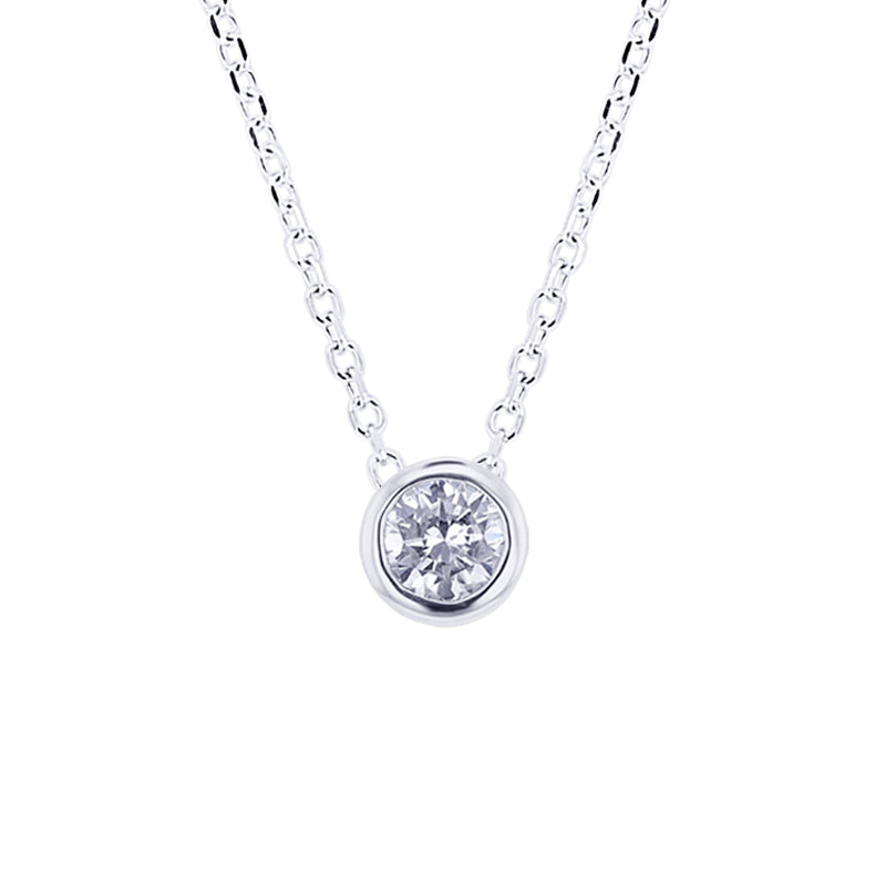 Diamond Bezel Solitaire Necklace 3/8ct