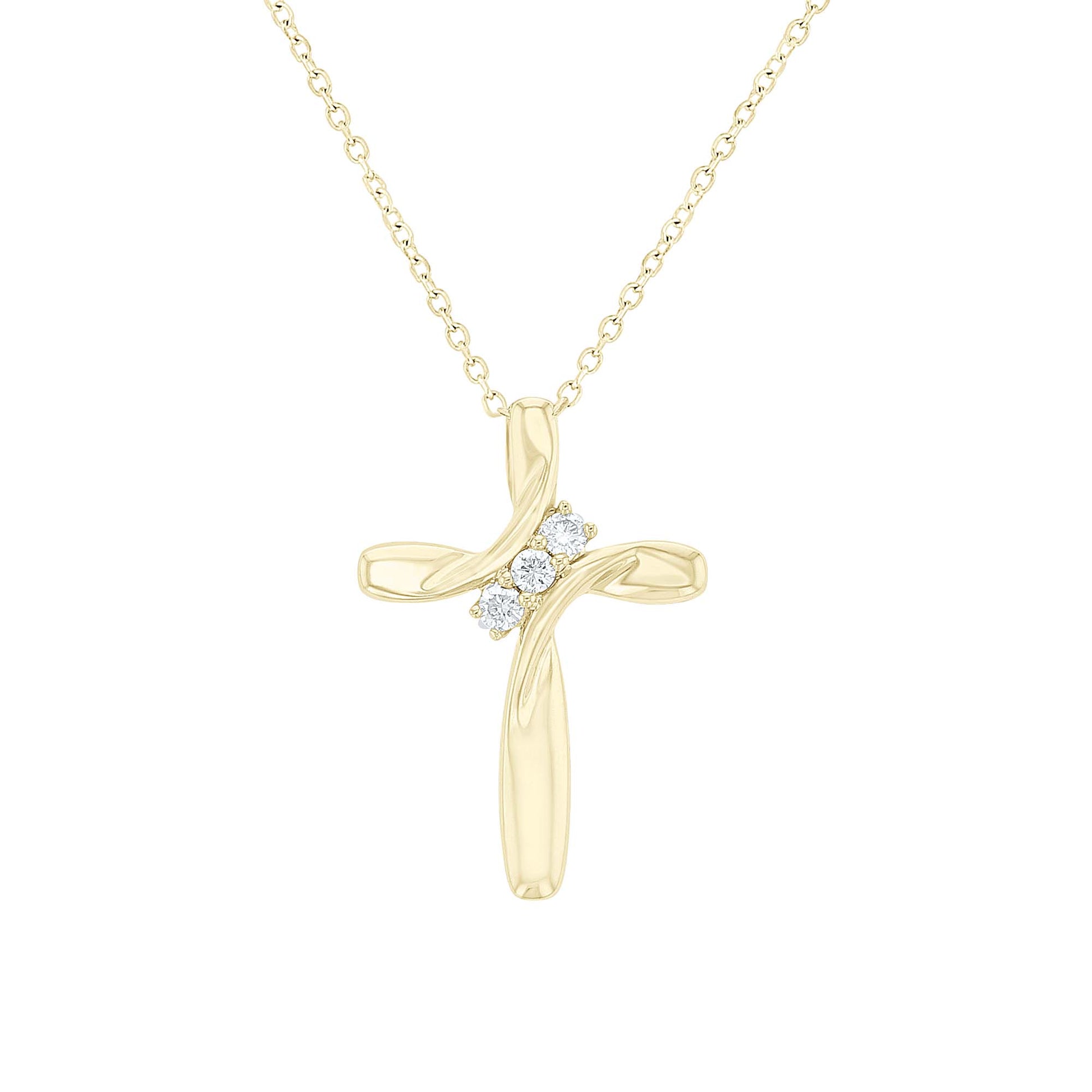 Silver Trinity Diamond Cross Necklace