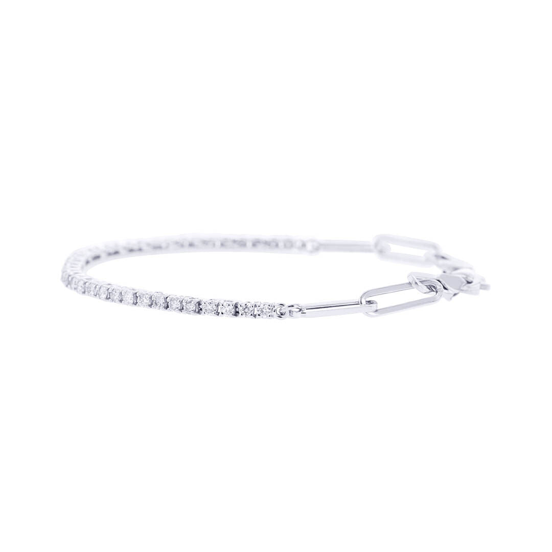 Paper Clip Diamond Tennis Bracelet 9/10ct