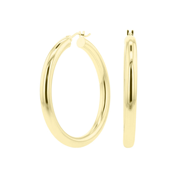 Classic Gold Hoop Earrings - 4x40MM – Steven Singer Jewelers