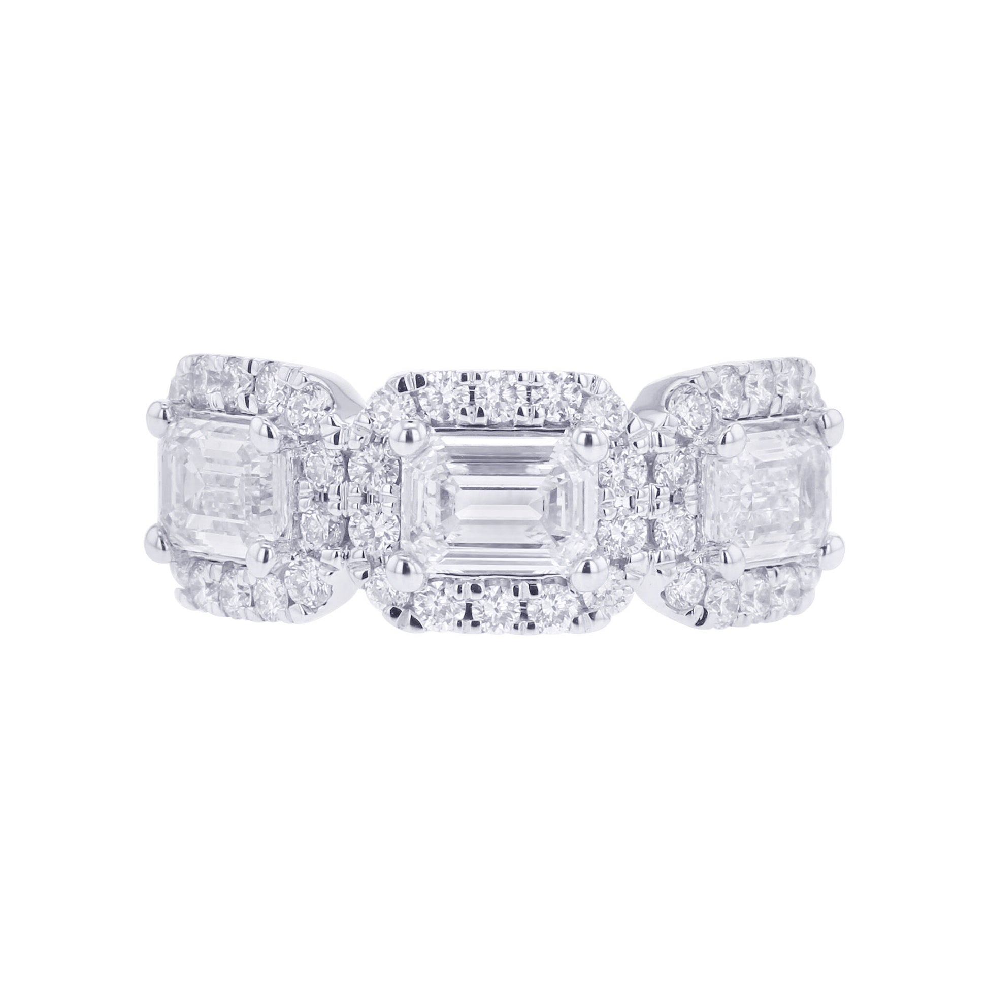 Gio 3 Stone Halo Diamond Ring 2ct