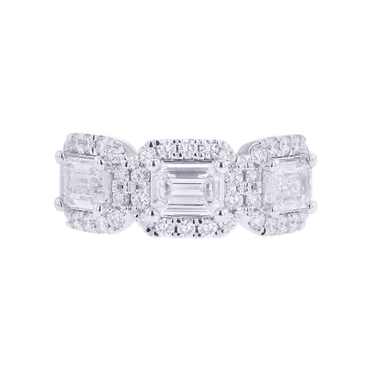Gio 3 Stone Halo Diamond Ring 2ct