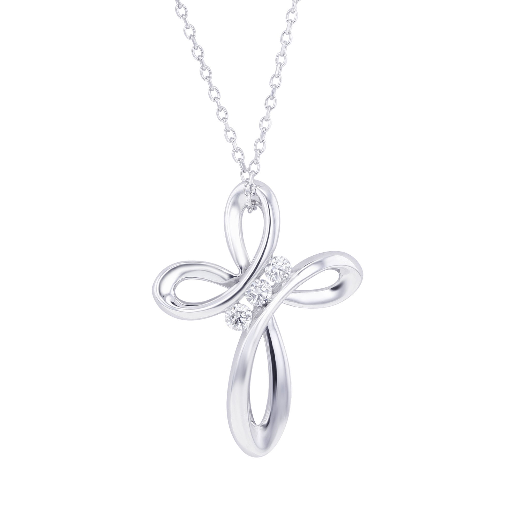 Open Loop Cross Diamond Necklace