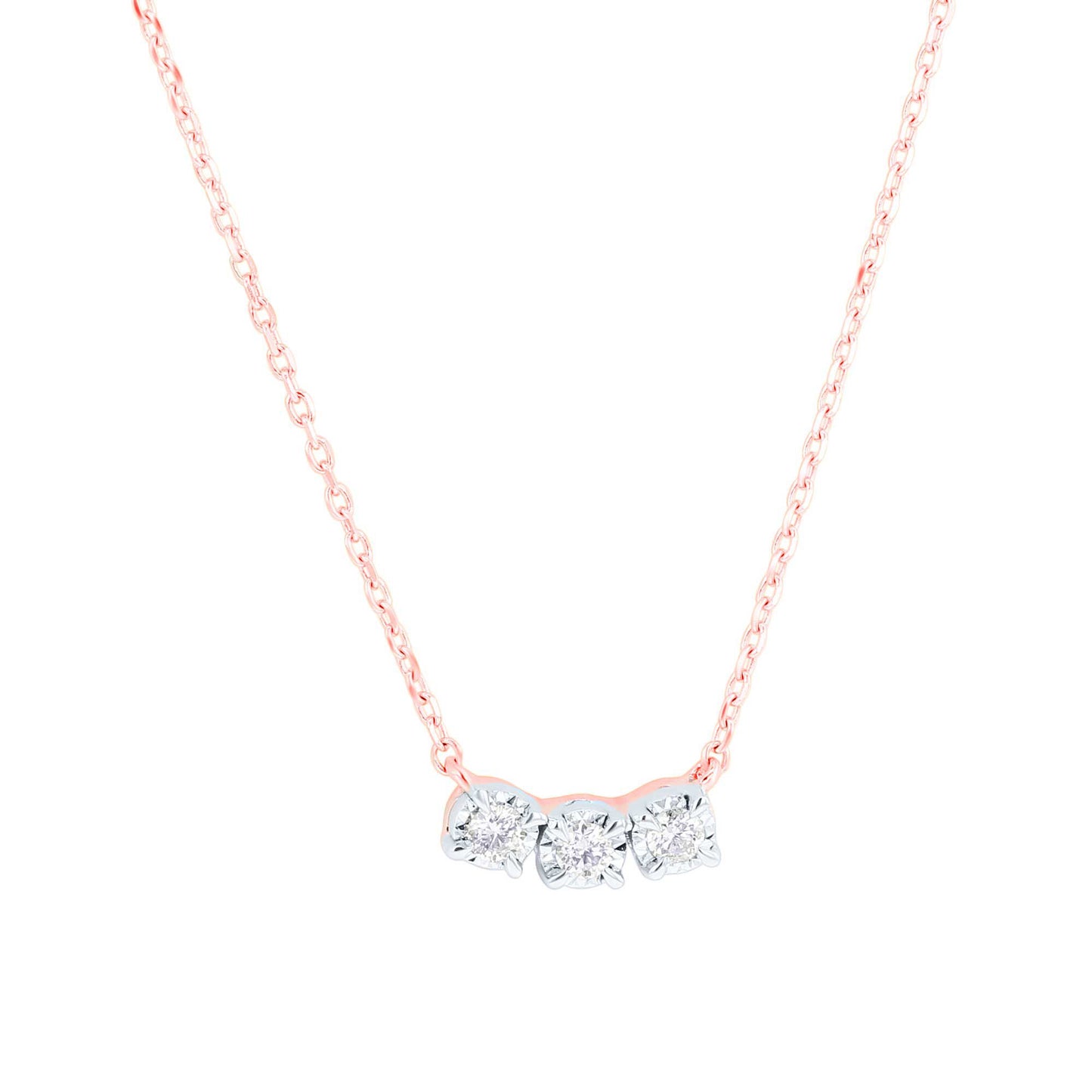 Mirage Three Stone Diamond Necklace 1/10 ct