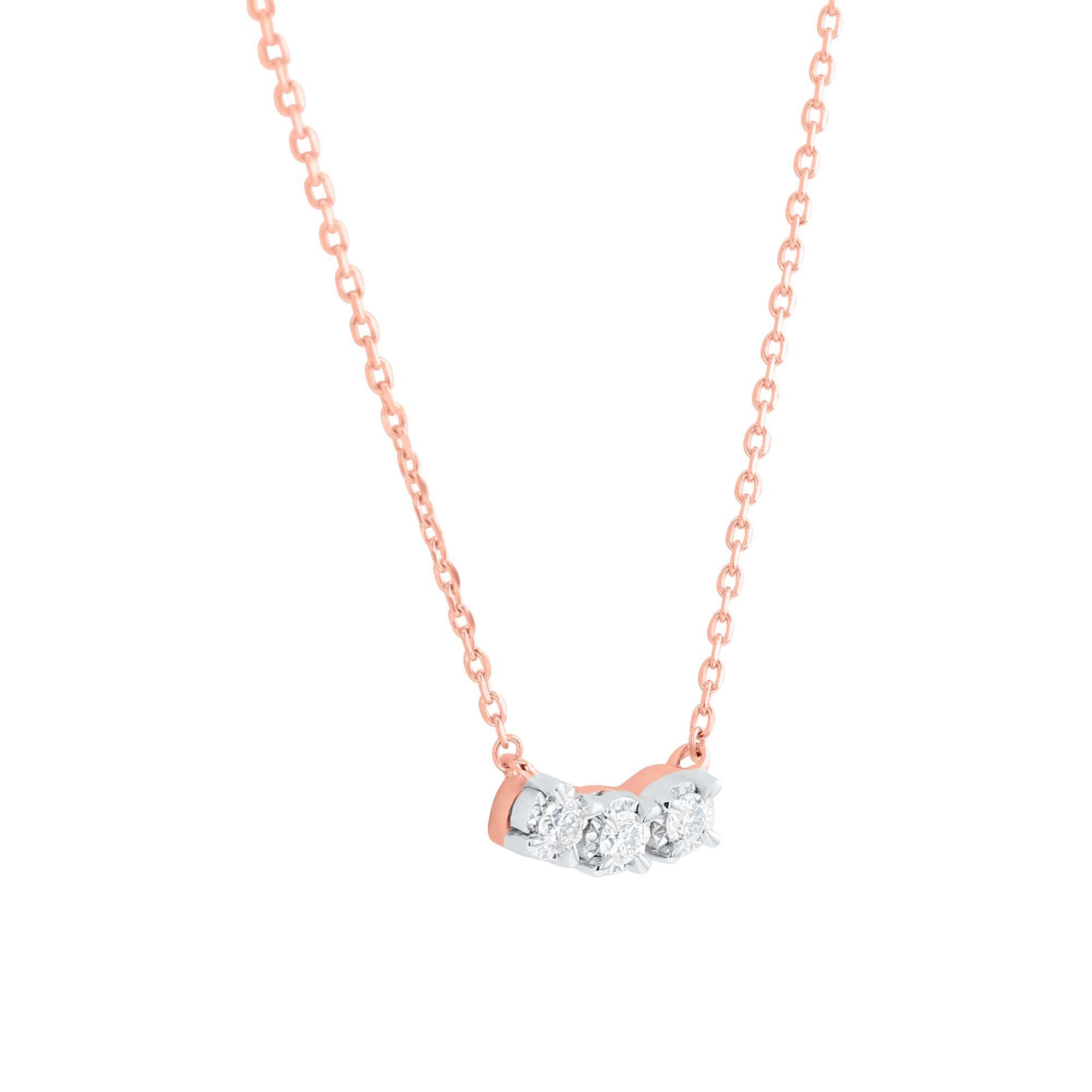 Mirage Three Stone Diamond Necklace 1/10 ct