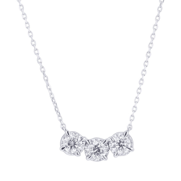 Bezel Set Diamond Necklace / 14k Gold 3 Bezel Diamond Horizontal Bar  Necklace With 3pt White Diamonds/ Diamond Necklace - Etsy