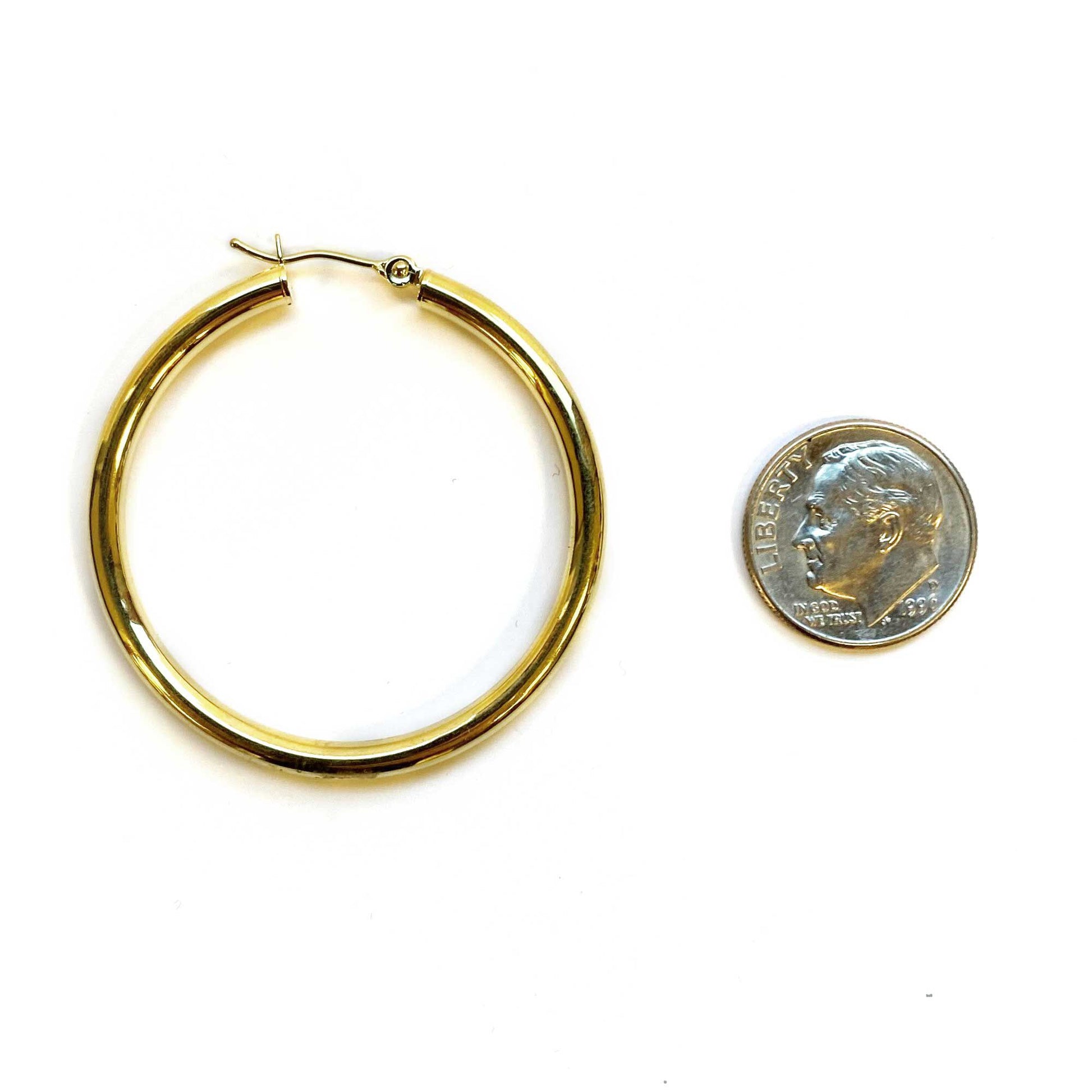Classic Gold Hoop Earrings - 3x40MM