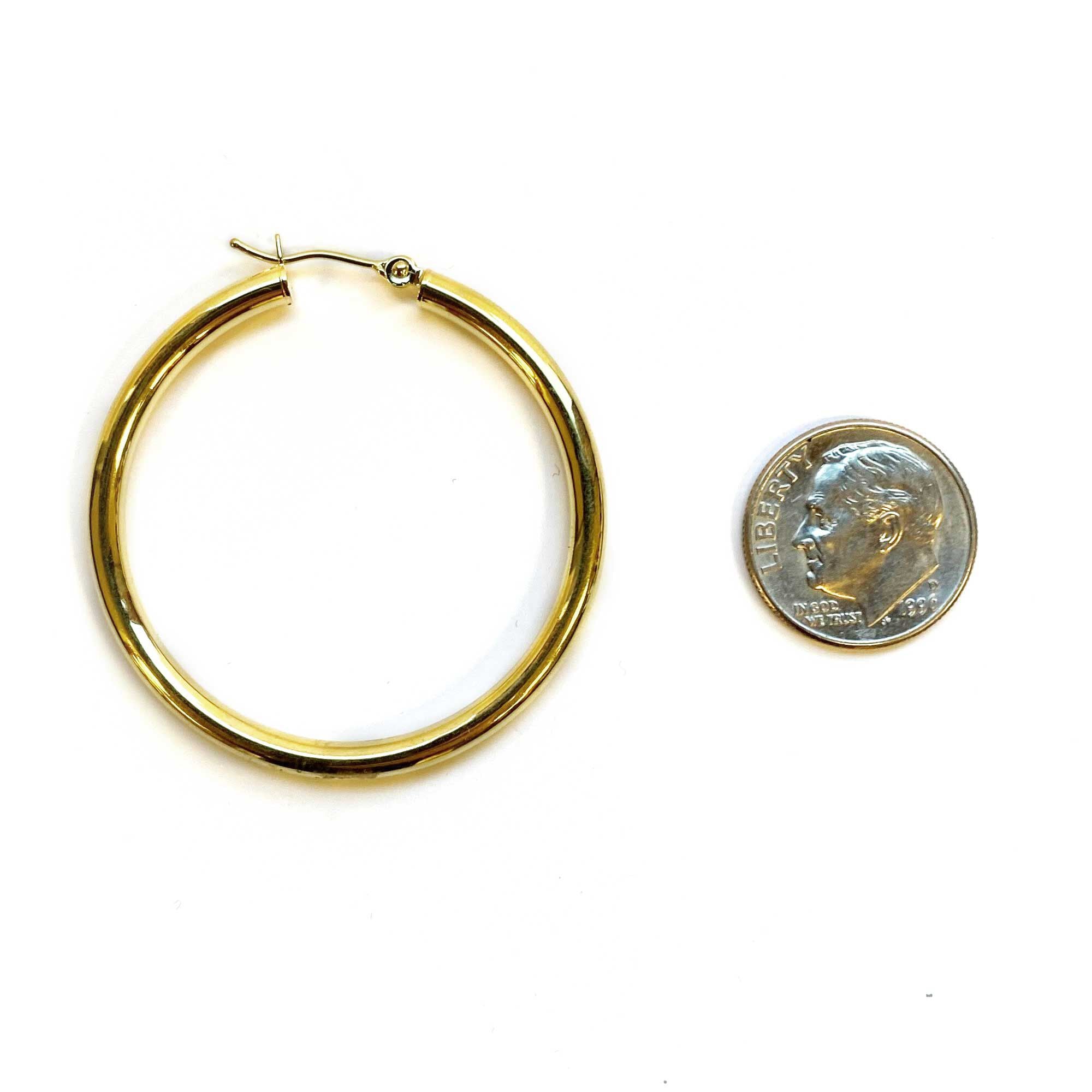 Classic Gold Hoop Earrings - 3x40MM
