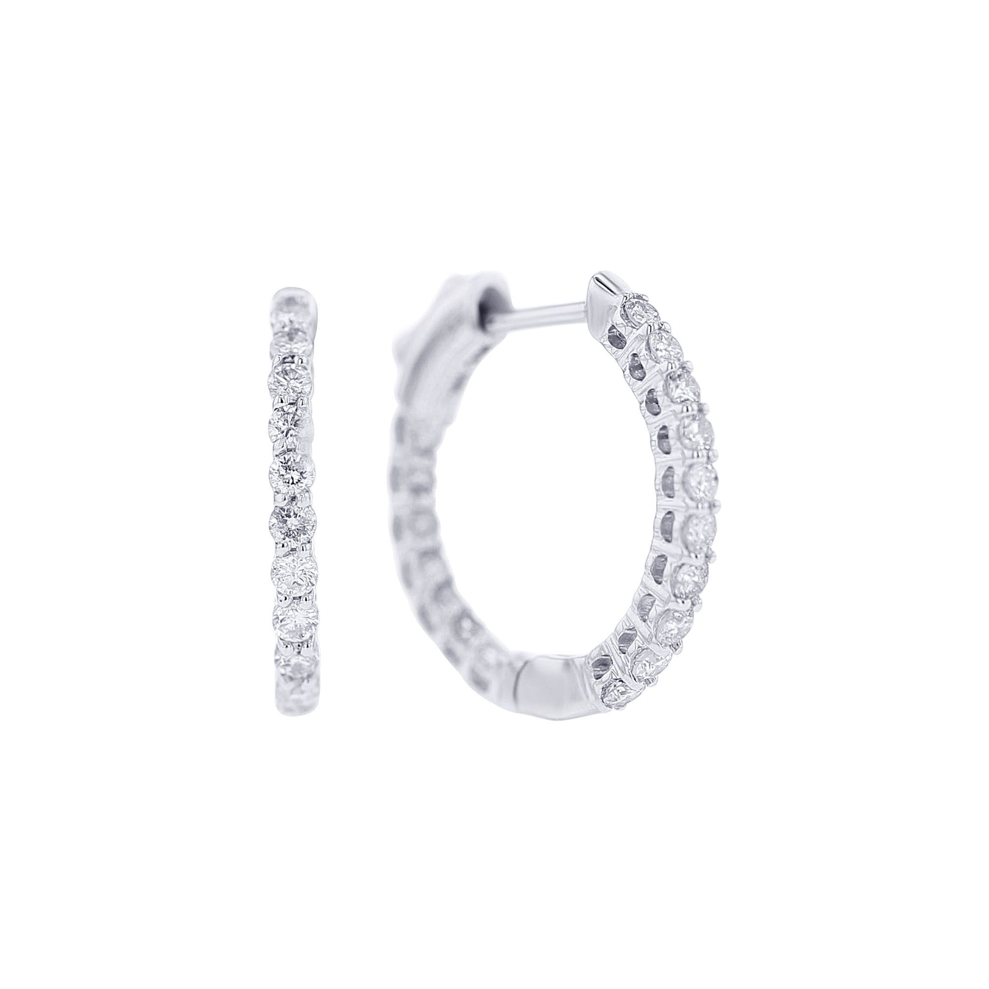 Harmonious Huggie Diamond Hoop Earrings 3/4ct