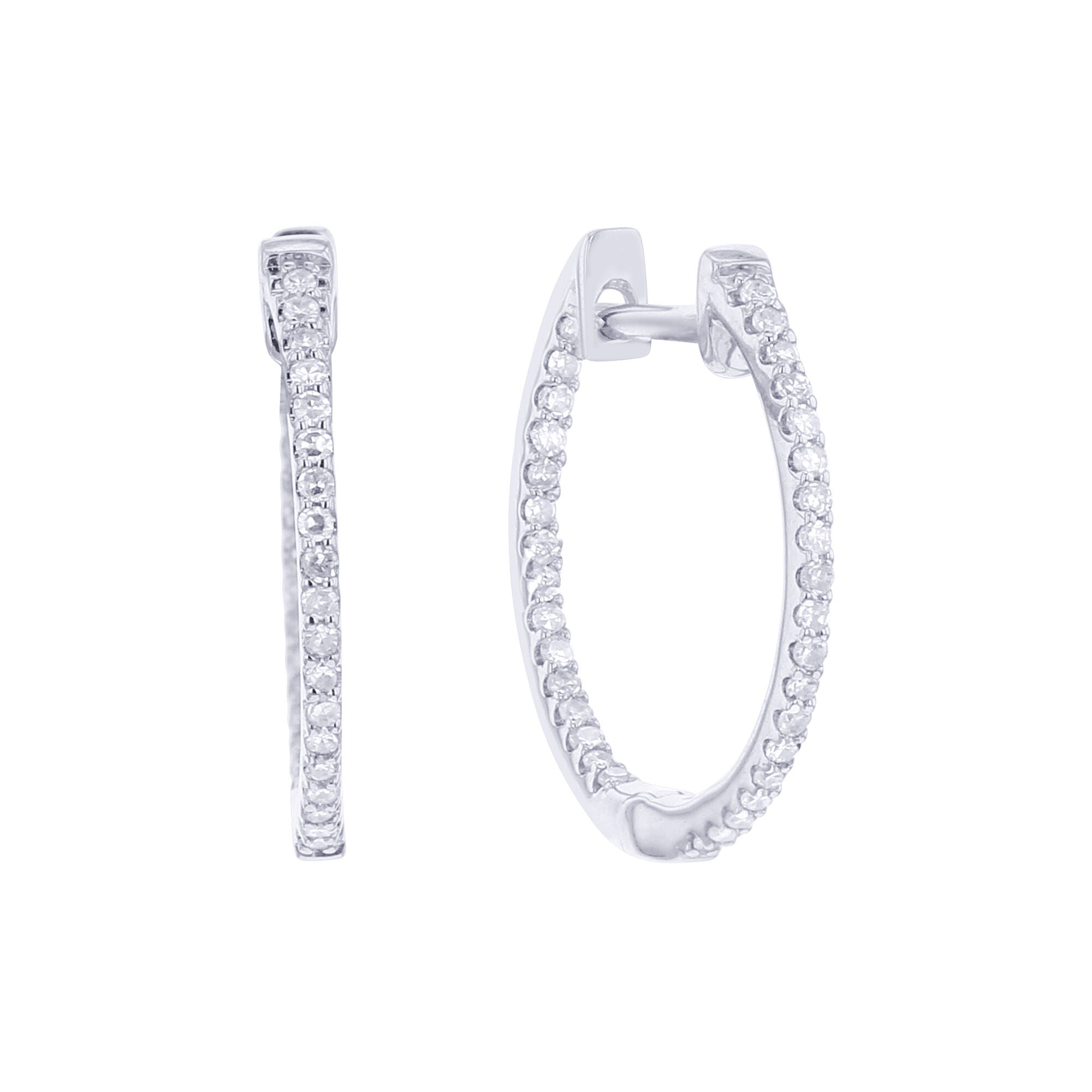 14k White Gold Diamond Hoop Earrings 1/4 ctw In Out Black and White Diamonds 14k White Gold Diamond Hoop Earrings 1/4 ctw In Out Black and White Diamonds
