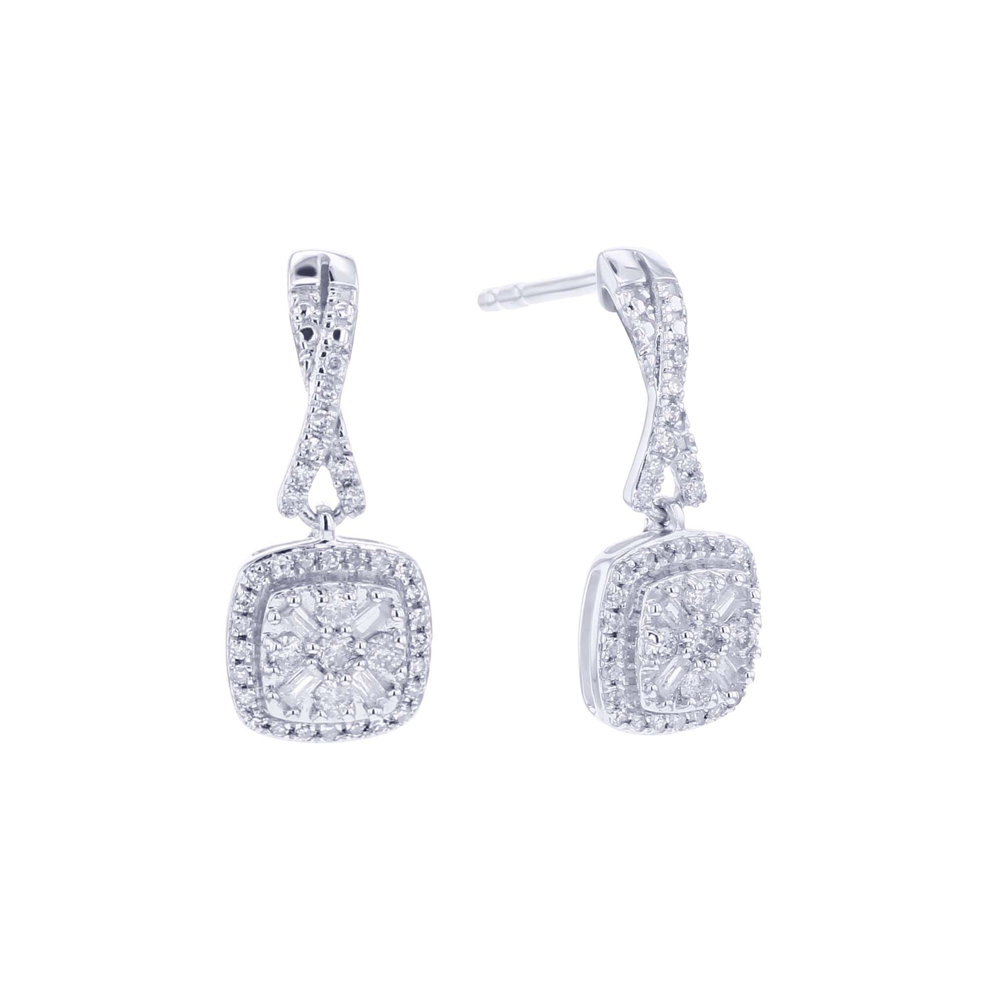 Silver Loretto Diamond Drop Earrings