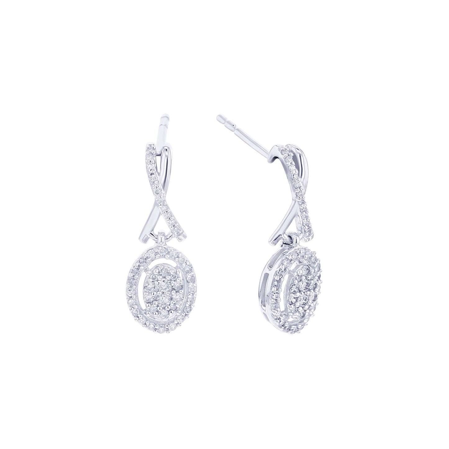 Silver Bari Diamond Drop Earrings