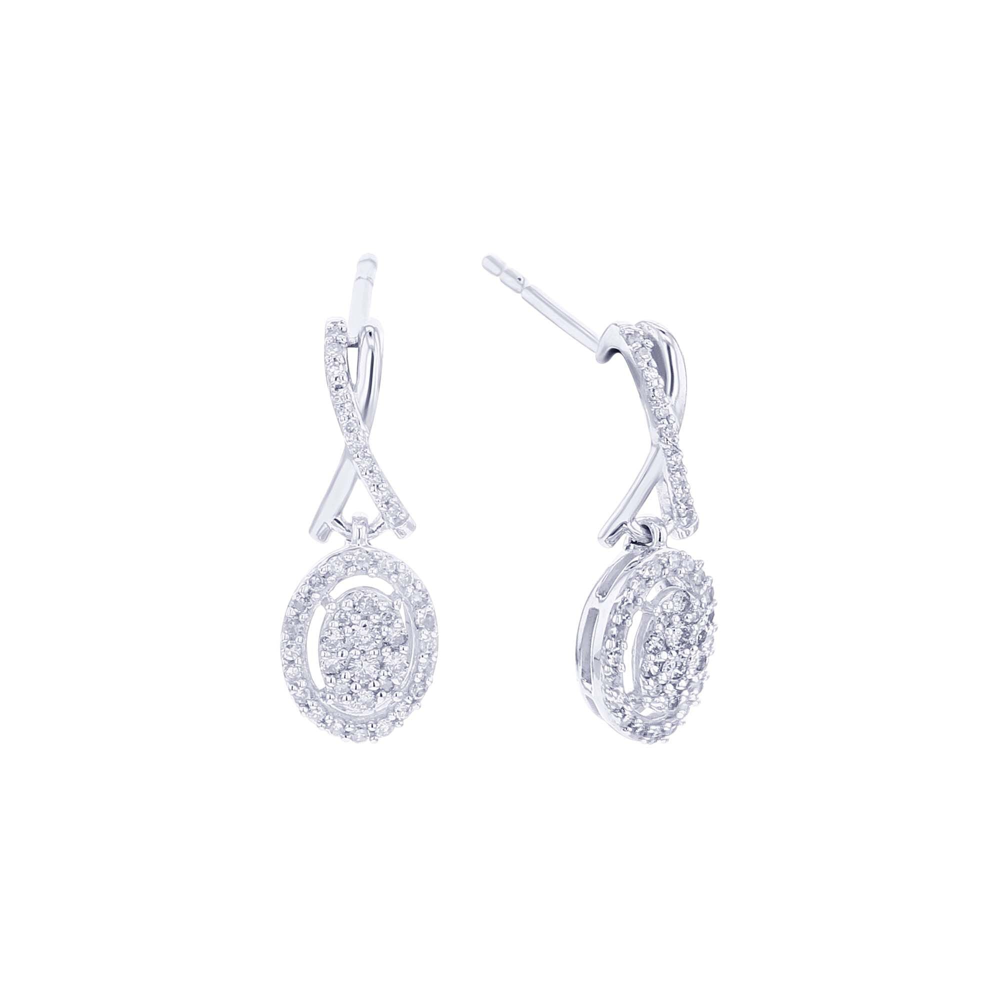 Silver Bari Diamond Drop Earrings