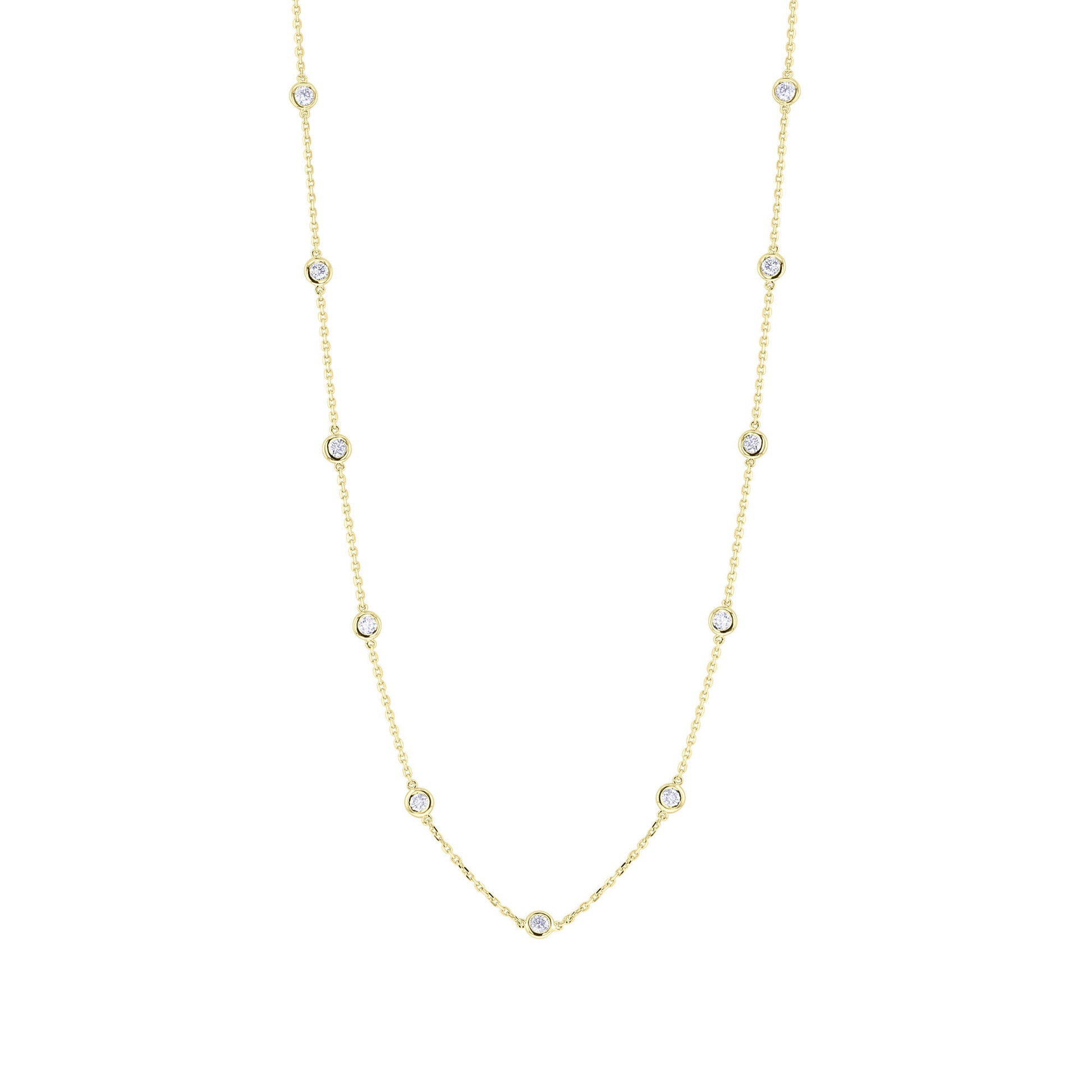 Classic Bezel Station Diamond Necklace 1 1/2ct