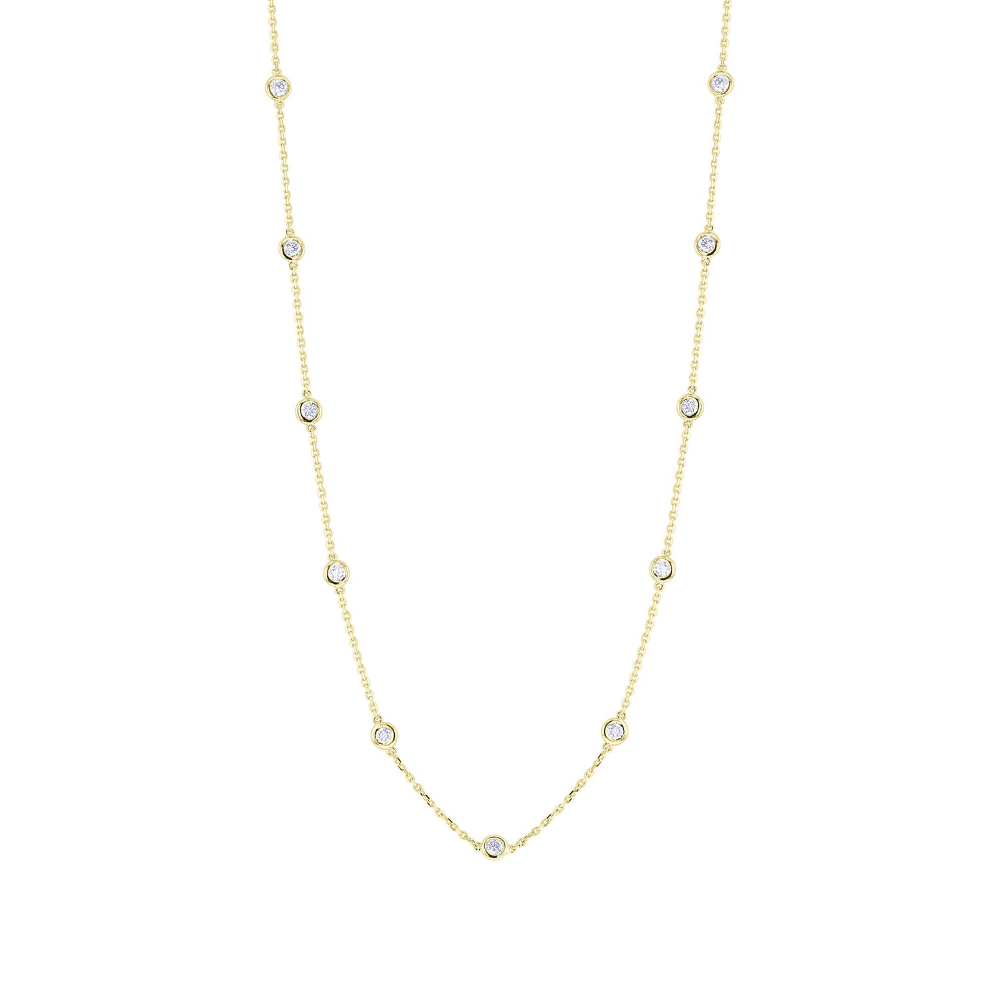 Classic Bezel Station Diamond Necklace 1 1/2ct