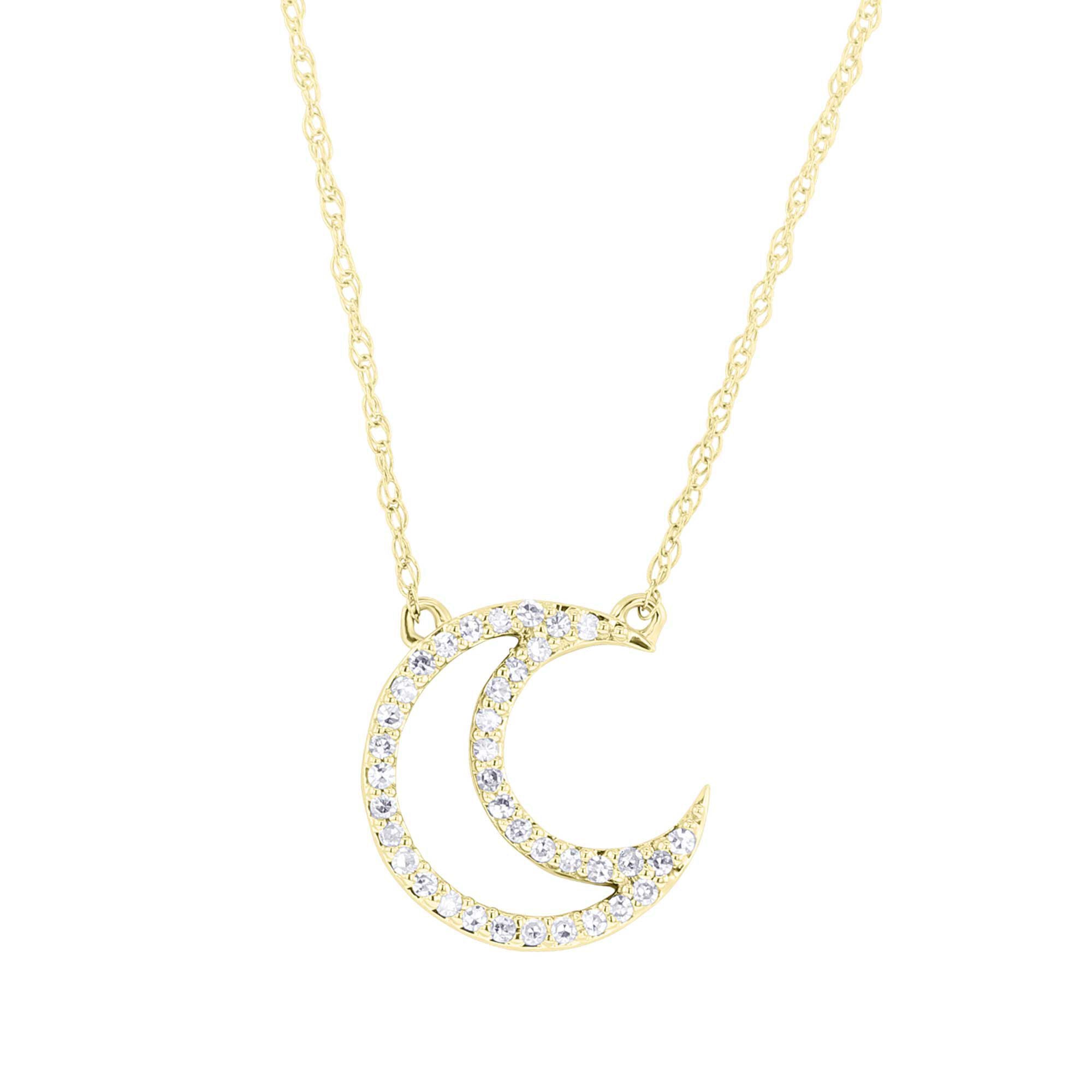Crescent Moon Black and White Diamond Necklace