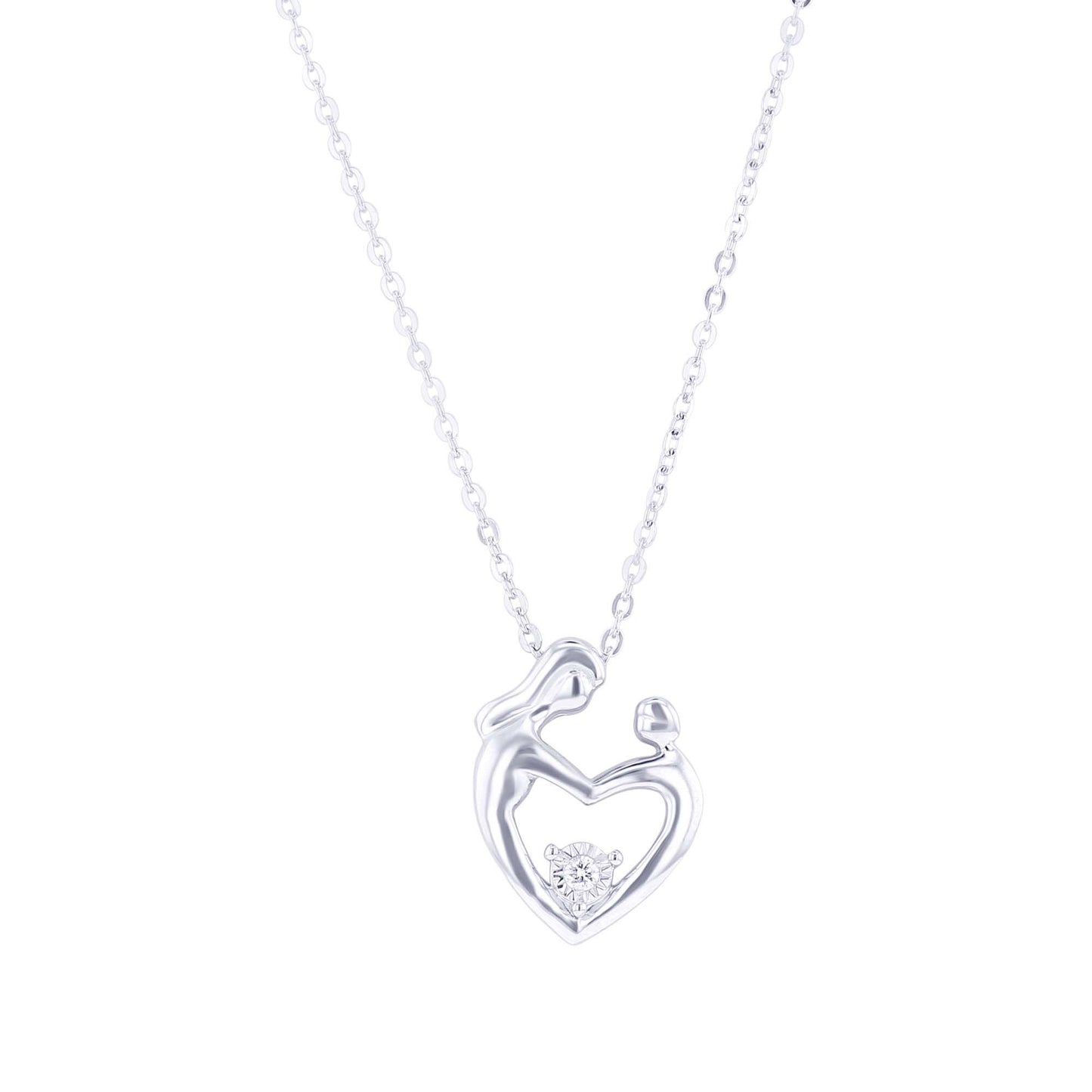 Mother's Embrace Diamond Heart Necklace